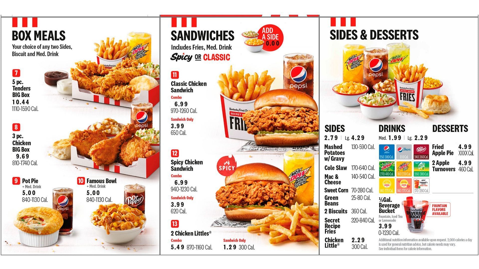 The new and simplified Kentucky Fried Chicken menu makes navigation and ordering much easier (Image via KFC)