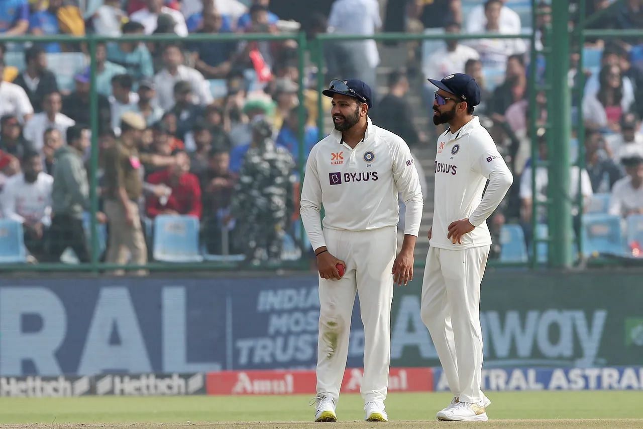 रोहित शर्मा और विराट कोहली दिल्ली टेस्ट मैच के दौरान
