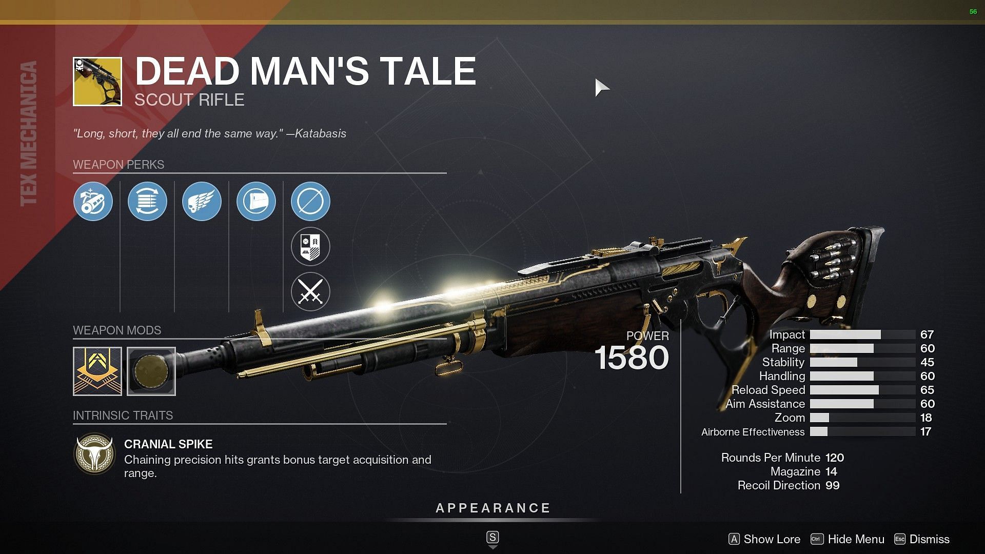 Dead Man&#039;s Tale Exotic Scout Rifle (Image via Destiny 2) 