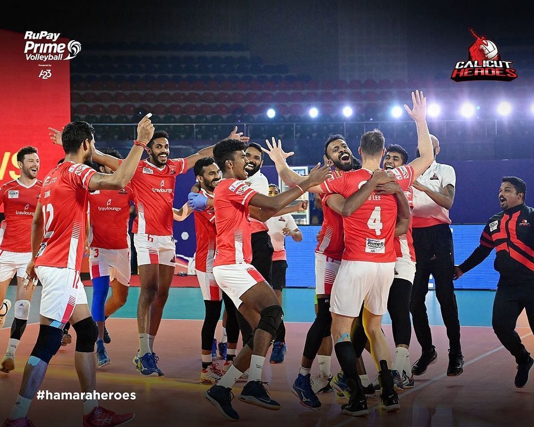 Calicut Heroes celebrating their win in an earlier match (Image Courtesy: Twitter/Calicut Heroes)
