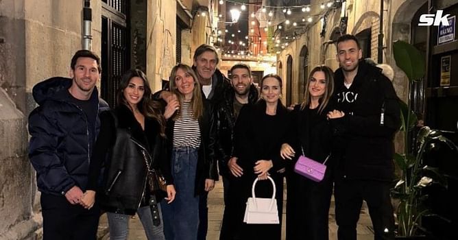 Lionel Messi enjoys night out with Jordi Alba, Sergio Busquets and their partners in Barcelona as Antonela Roccuzzo shares snaps