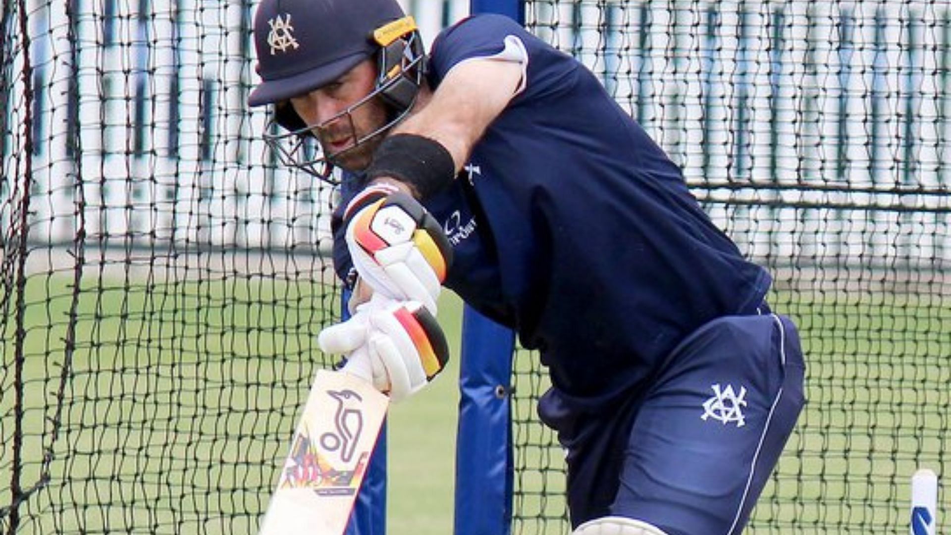 Glenn Maxwell hit the nets for Victoria on his comeback after a long-term injury. (P.C.:Twitter)