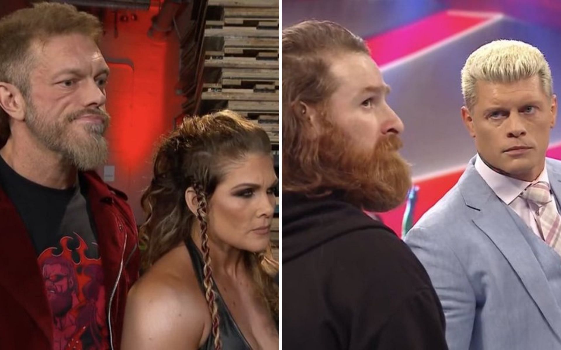 The Grit Couple (left); Cody Rhodes and Sami Zayn (right)