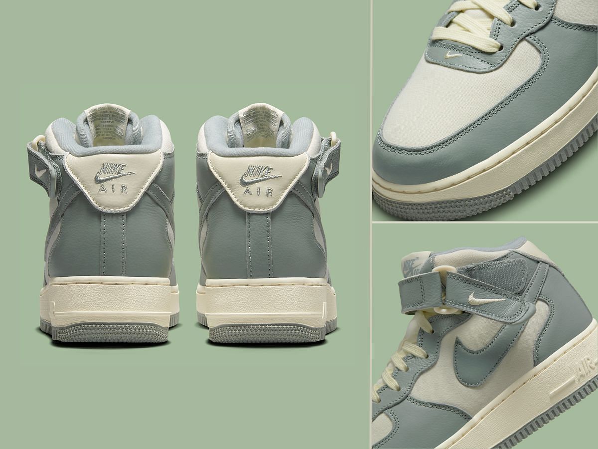 Nike Air Force 1 Mid "Mica Green" sneaker close-ups (Sneaker News)