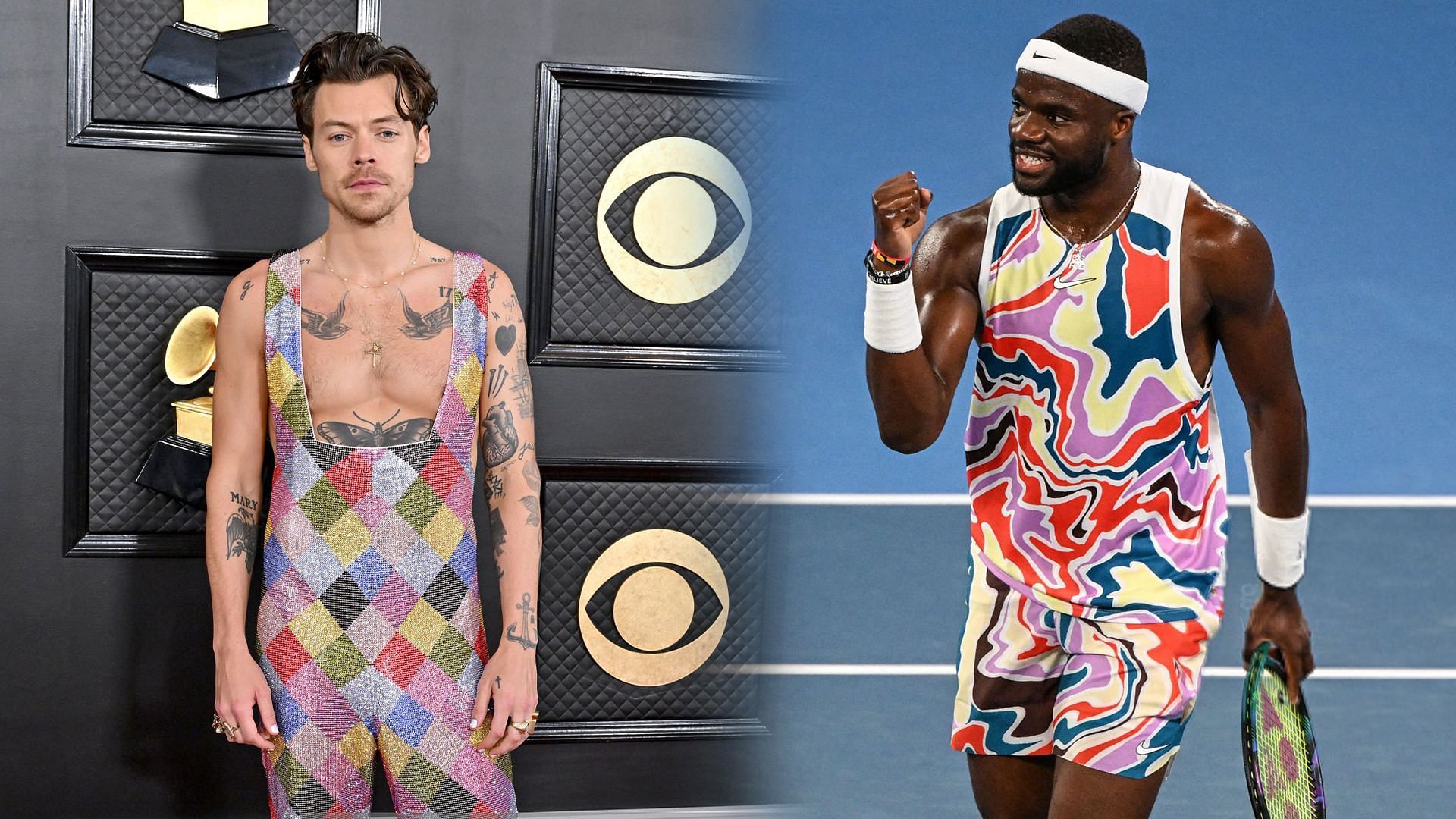 Harry Styles (L) and Frances Tiafoe (R).