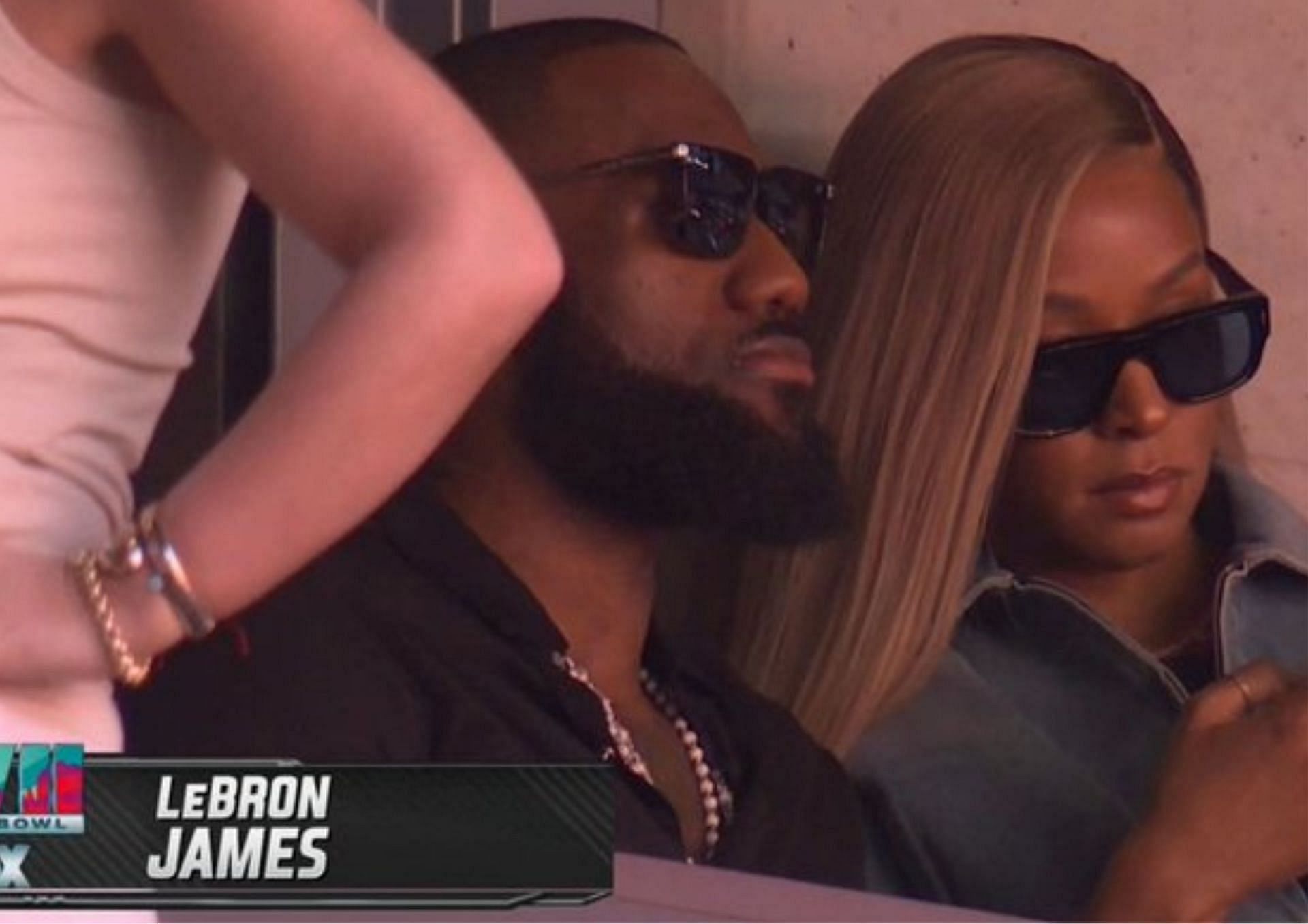 LeBron James and his wife Savannah James at Super Bowl LVII