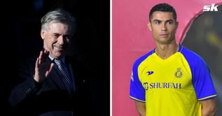 Real Madrid manager Carlo Ancelotti reacts to Cristiano Ronaldo's move to Al-Nassr
