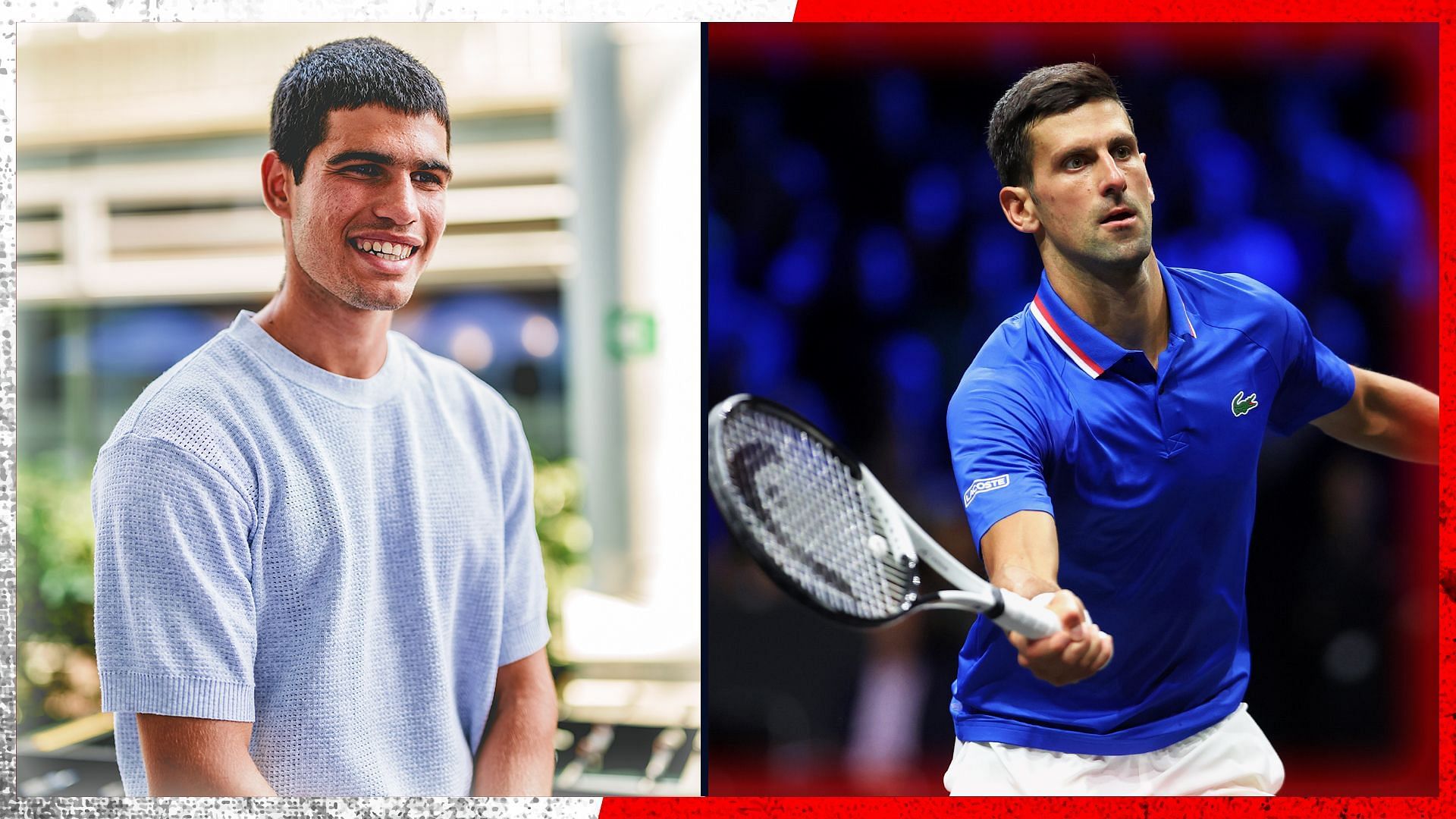 Carlos Alcaraz (left) has hailed Novak Djokovic for staying at the top for a long time.