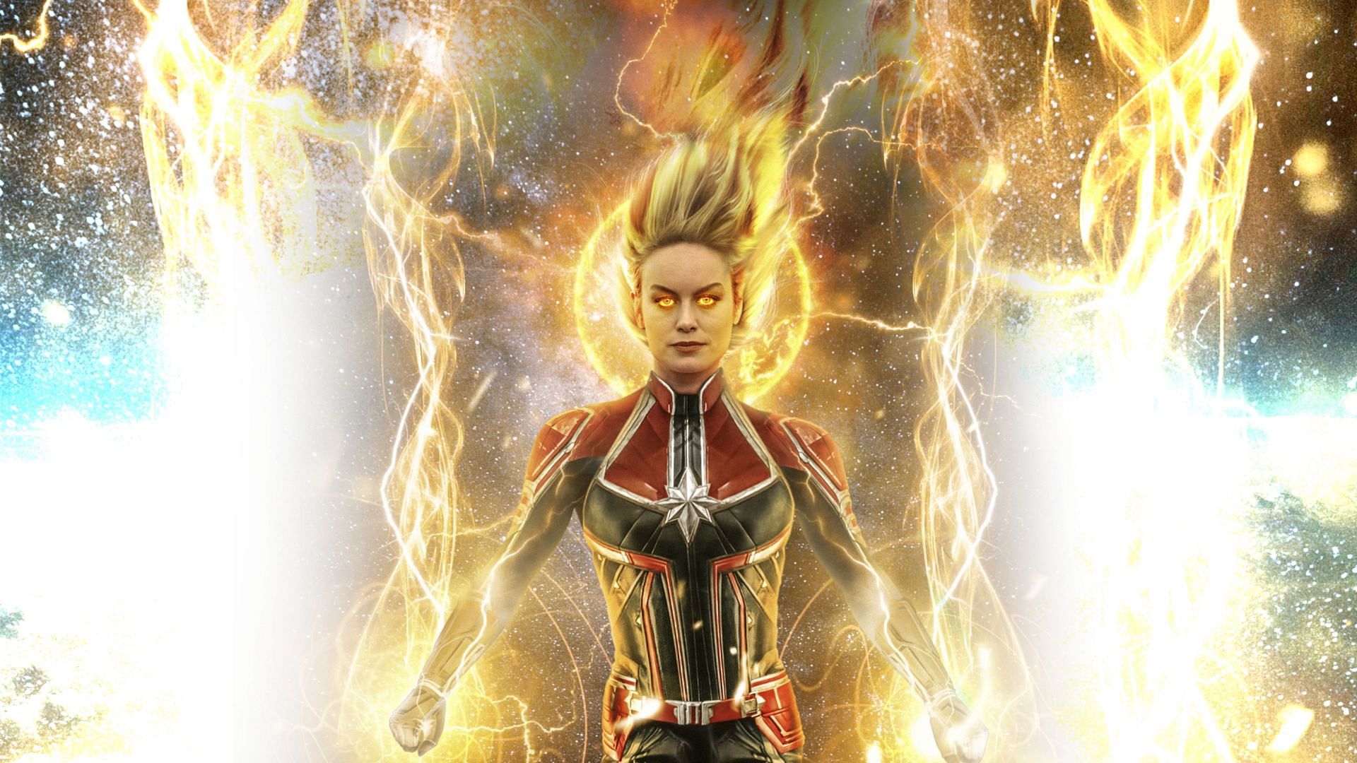 Captain Marvel was transformed into a superhero after being exposed to the energy of an alien device.(Image via Sportskeeda)
