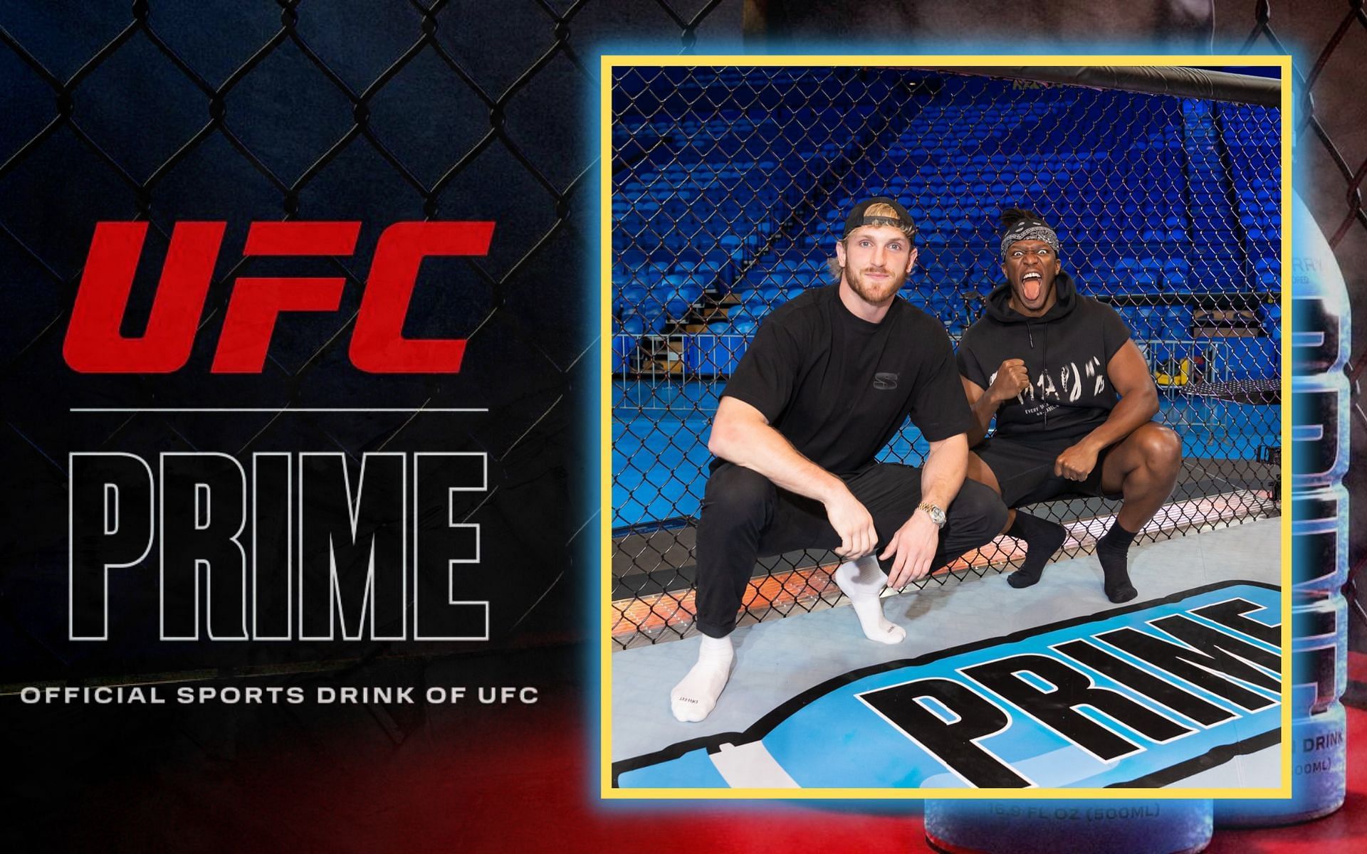 Logan Paul and KSI make PRIME partnership with UFC official at UFC 284 in Perth. [Image credits: @LoganPaul on Twitter; drinkprime.com]