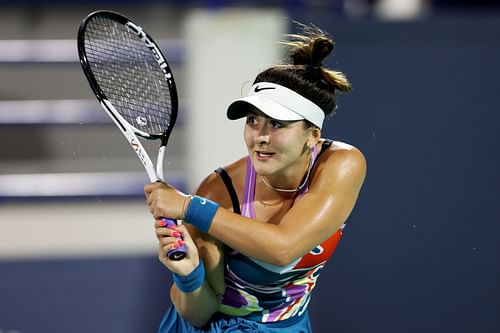 Andreescu in action at the Mubadala Abu Dhabi Open