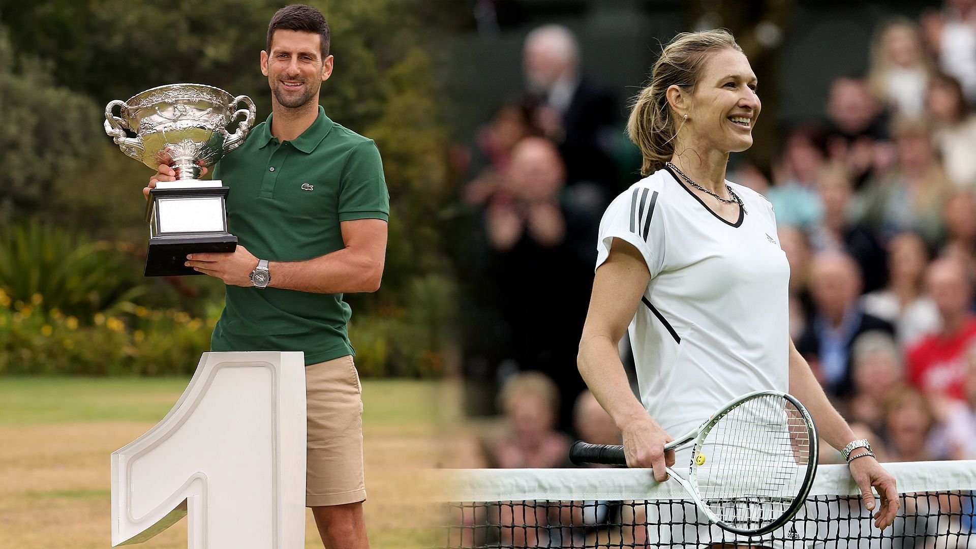 Novak Djokovic (L) and Steffi Graf