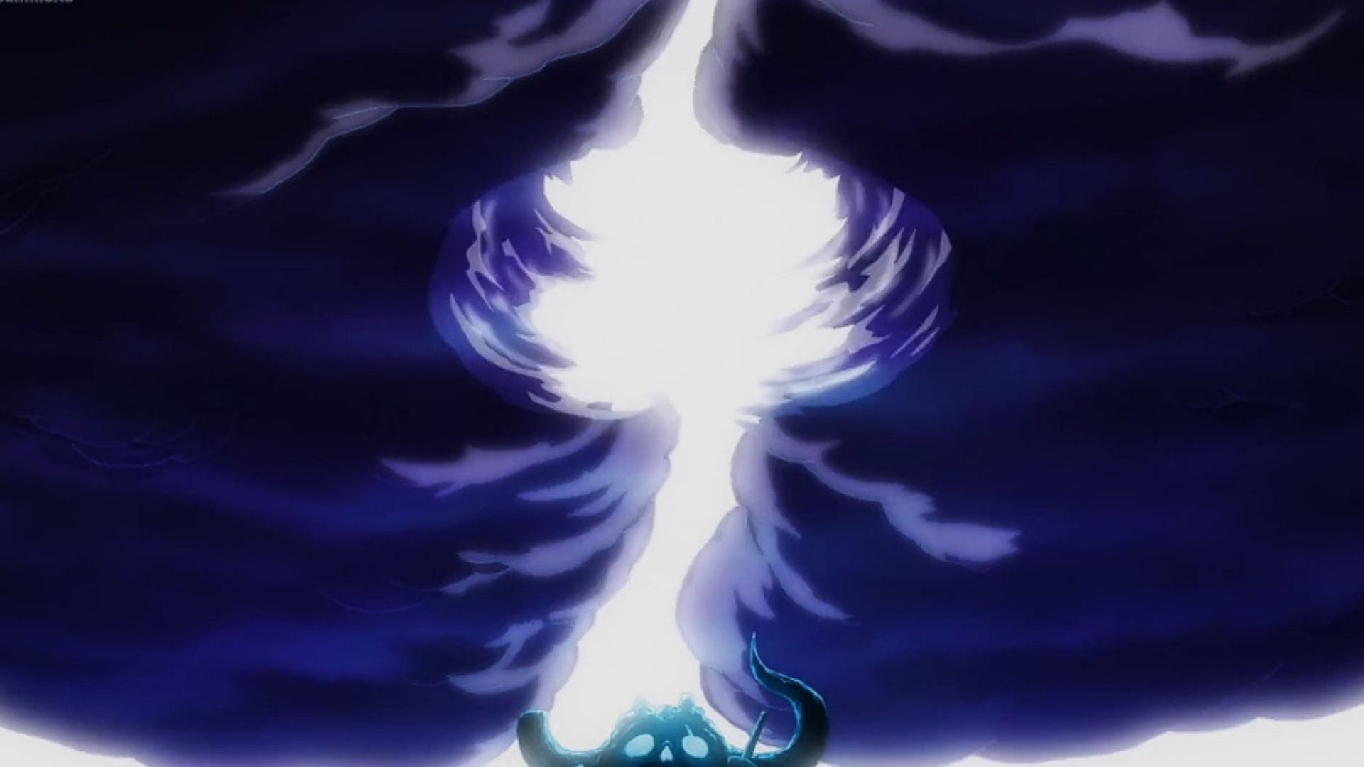 The sky getting split above the Skull Dome (Image via Toei Animation)