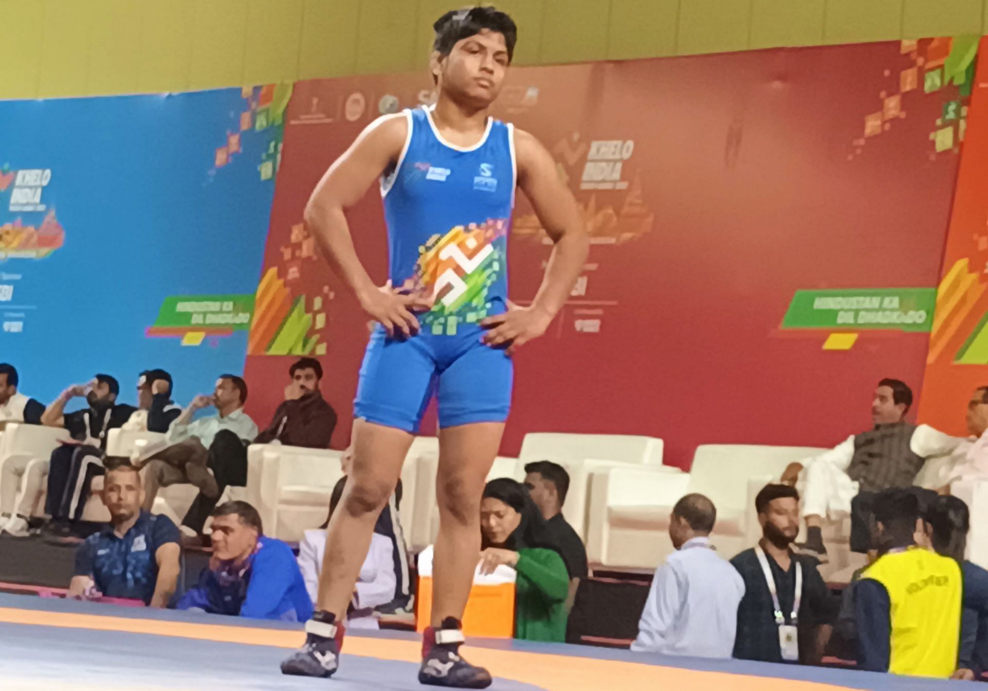 Samrudhi from Sangli settled for silver in women&rsquo;s 46kg freestyle wrestling at the just concluded Khelo India Youth Games in Bhopal. Photo credit Somit Biswas.