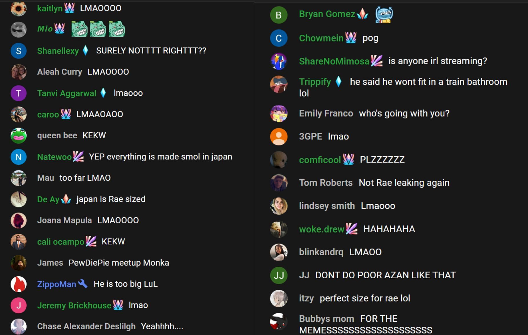 Fans in the YouTube chat room reacting to the streamer&#039;s take (Image via Valkyrae/YouTube)