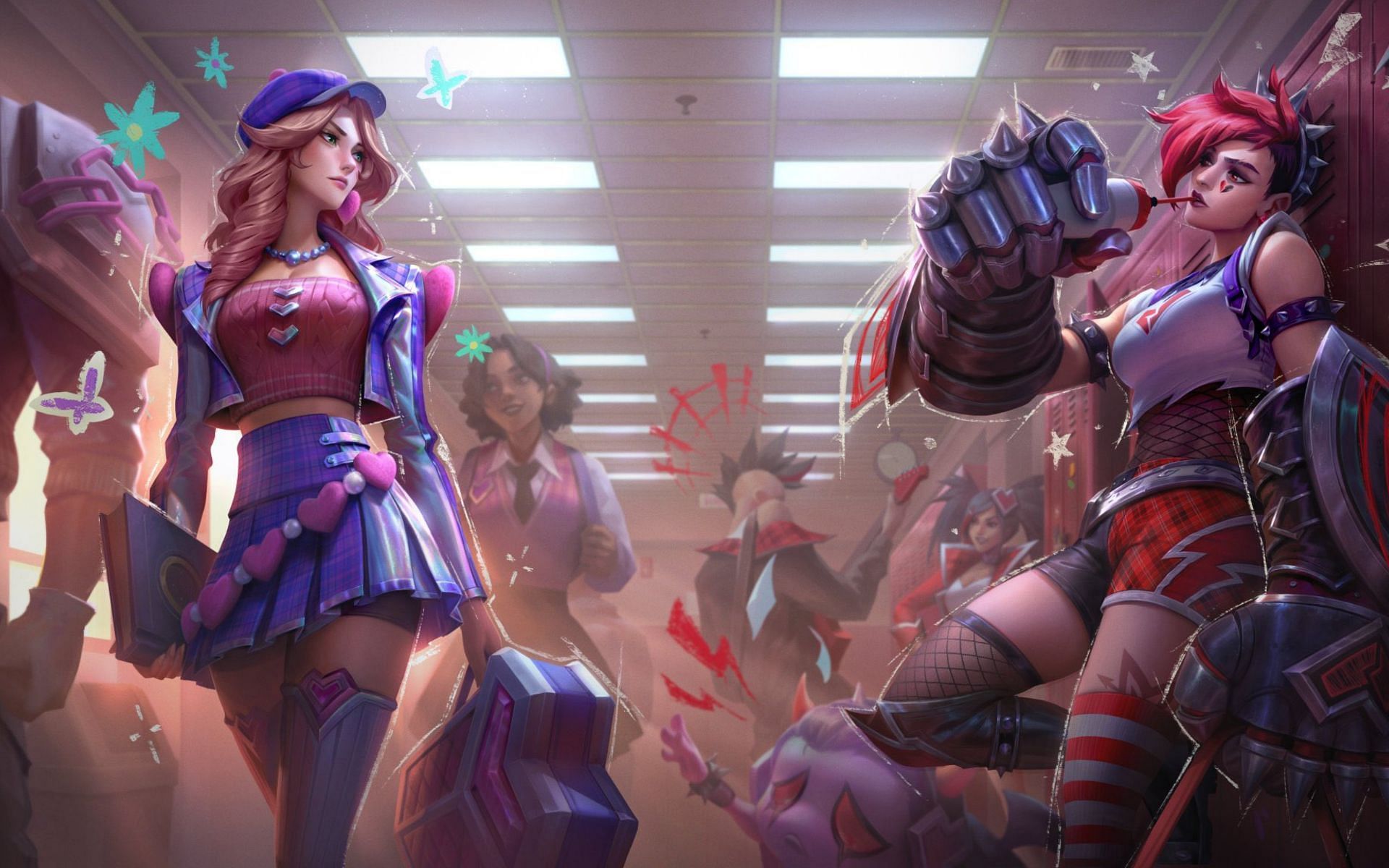 The censored version of the Heartthrob Caitlyn and Heartache Vi splash art (Image via Riot Games)