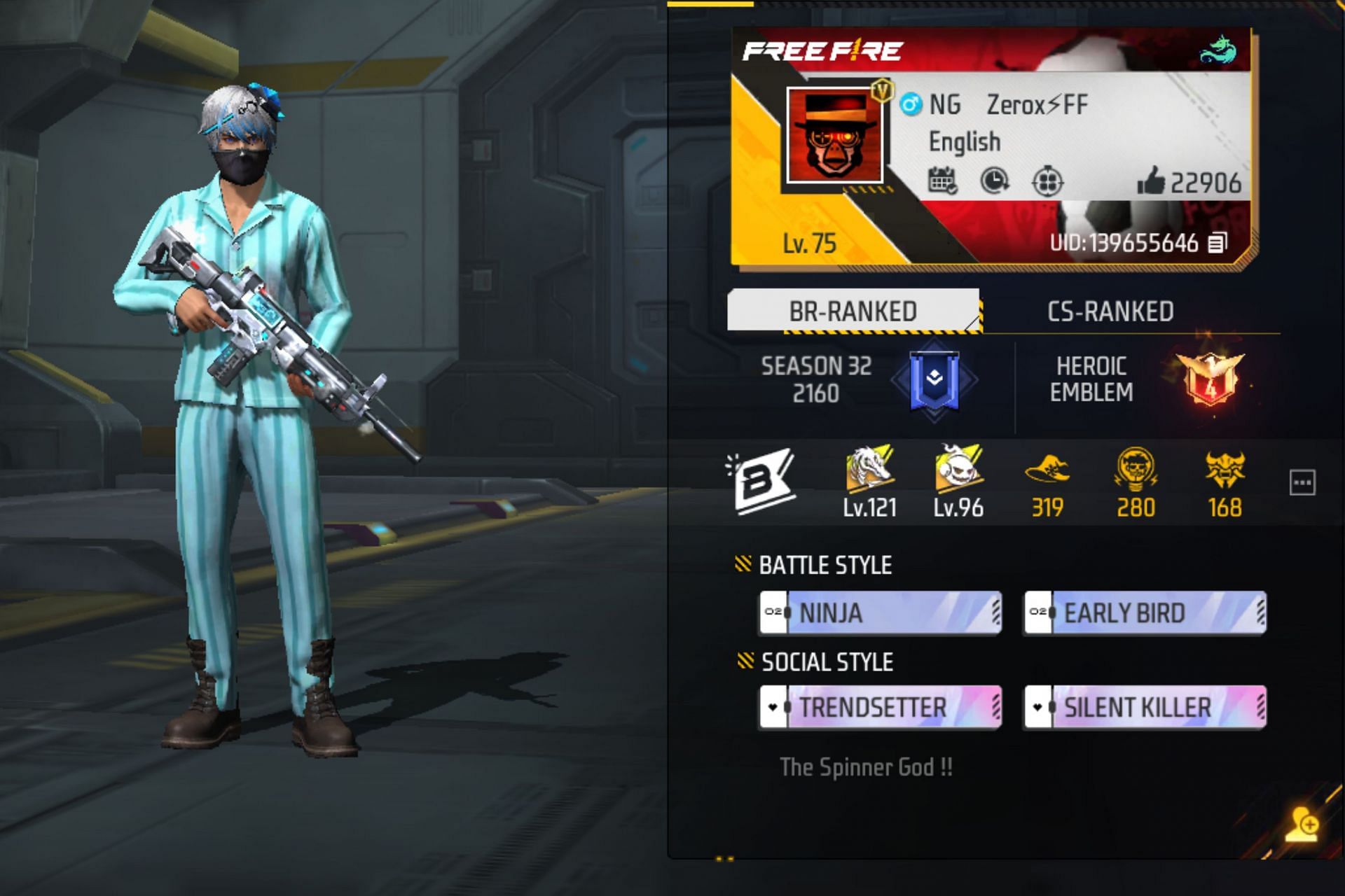 Zerox FF&rsquo;s Free Fire MAX ID (Image via Garena)