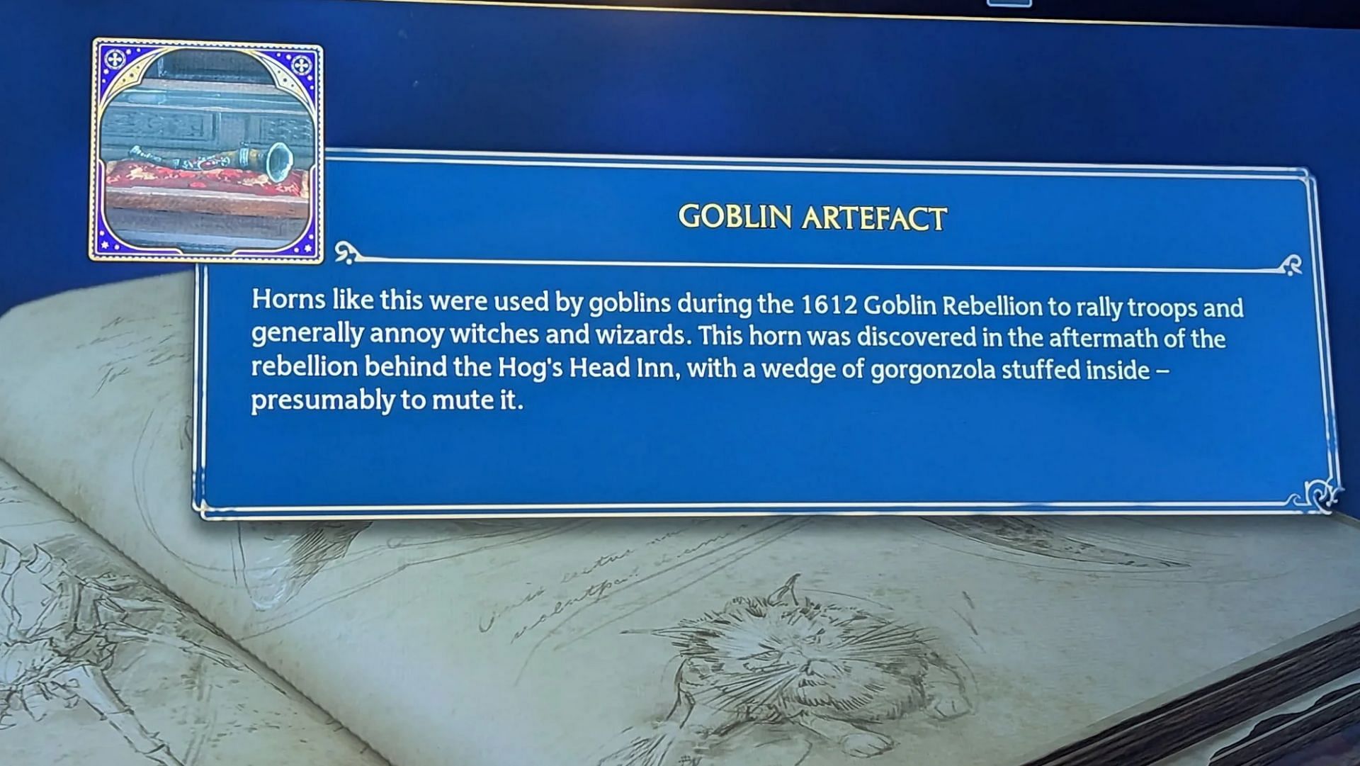 This screenshot is exactly what players see when they look at the Goblin Artefact in game (Image via Avalanche Studios)
