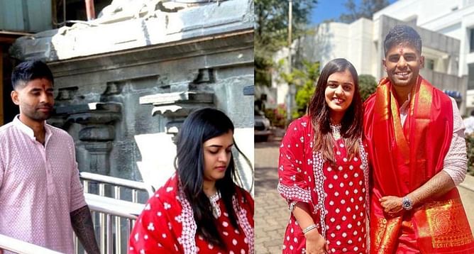 सूर्यकुमार यादव अपनी पत्नी देविशा शेट्टी के साथ पहुंचे तिरुपति मंदिर, सोशल मीडिया पर शेयर की तस्वीरें
