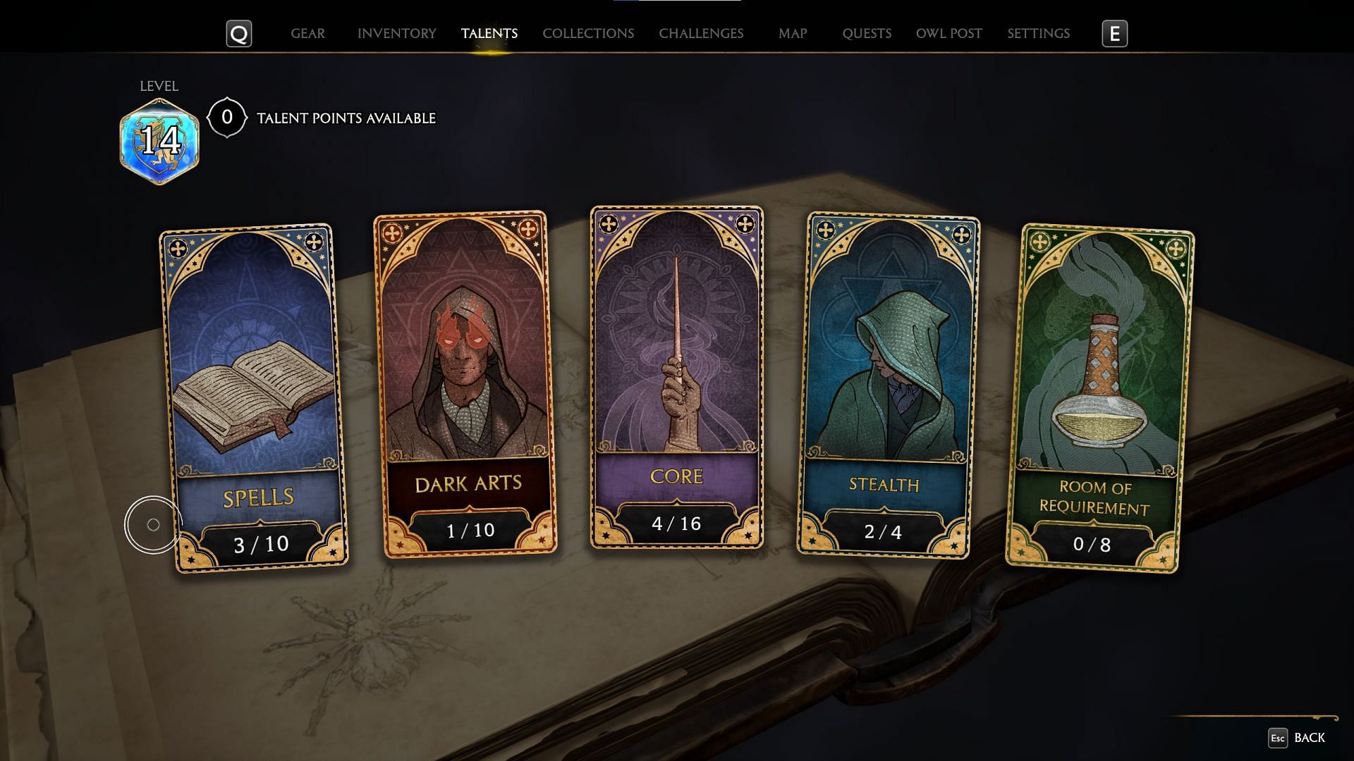 The Talent menu (Image via WB Games)