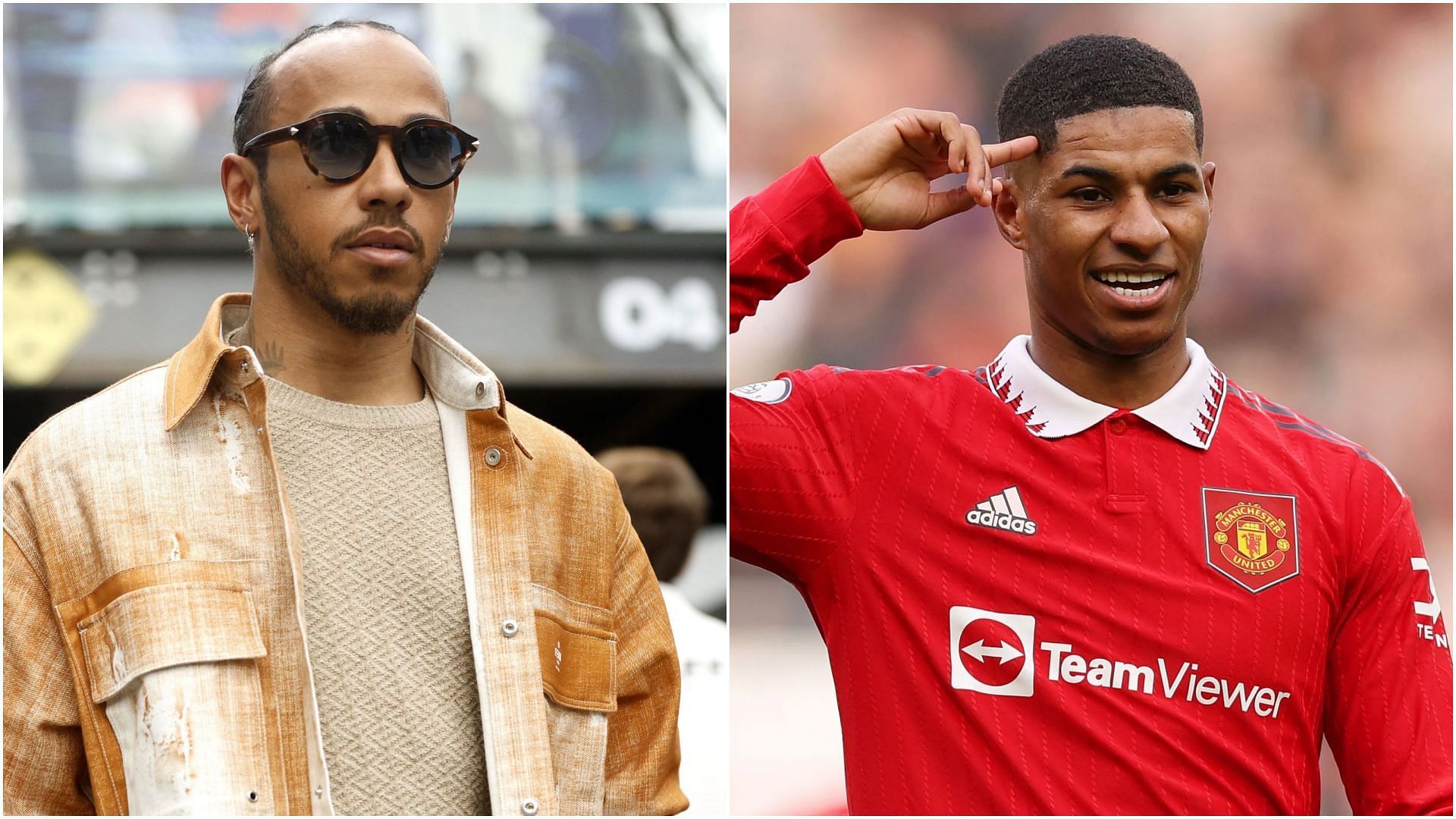 Lewis Hamilton (Left) and Marcus Rashford (Right) (Collage via Sportskeeda)