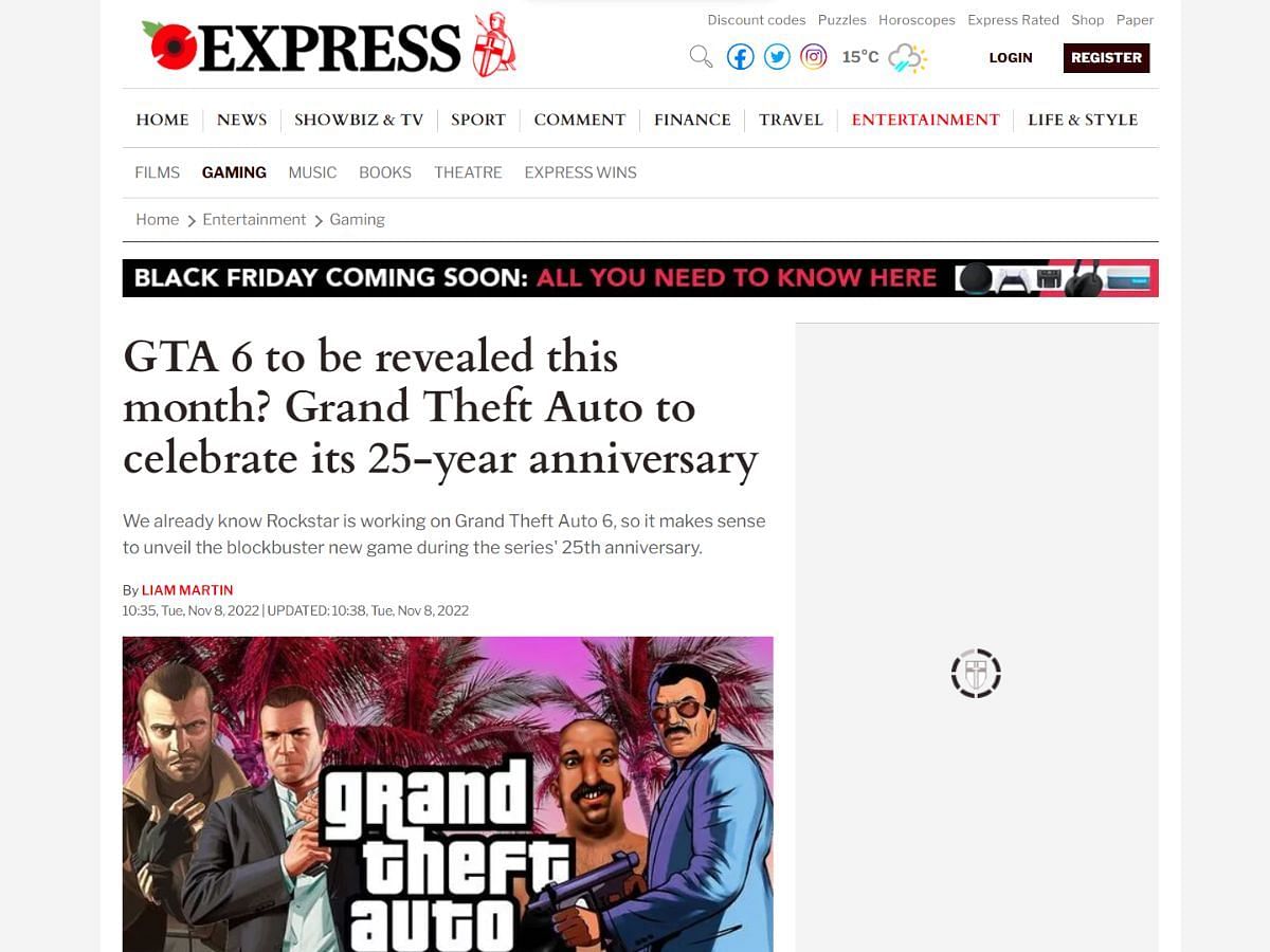 An image of the news story from the Express website (Image via Express)