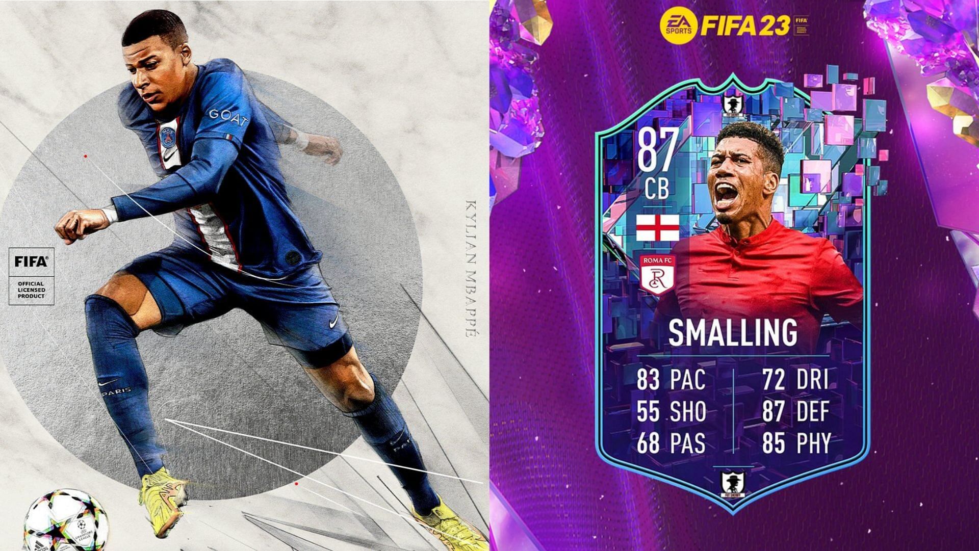 FIFA 23 players could have an underrated option when the Chris Smalling Flashback SBC arrives in Ultimate Team (Images via EA Sports, Twitter/FUT Sheriff)