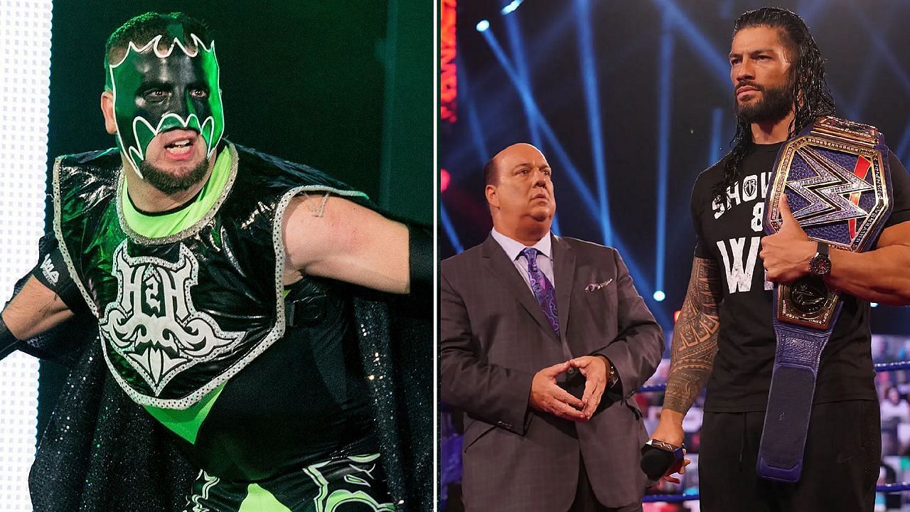 The Hurricane (left; Heyman and Reigns (right)