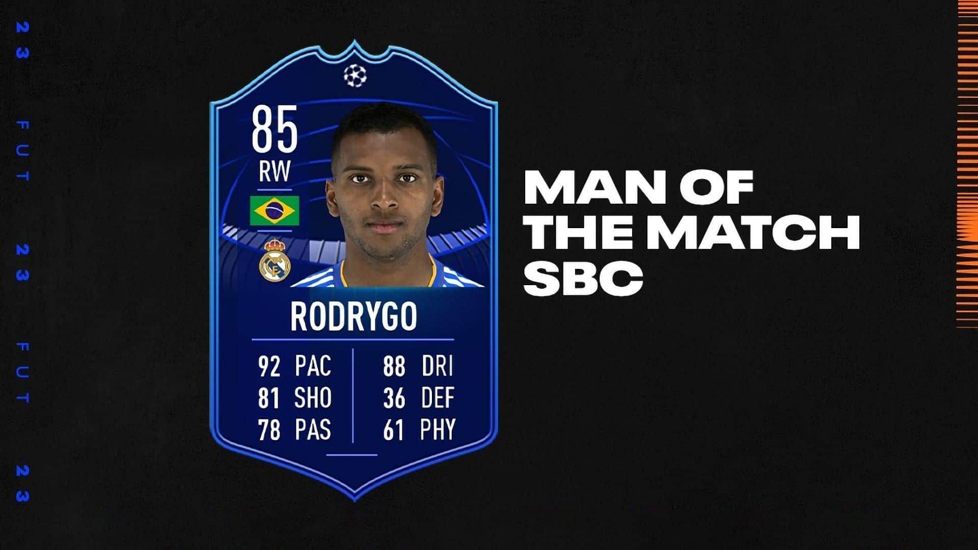 The Rodrygo UCL MOTM SBC offers a really interesting card to FIFA 23 players that works great on the meta (Image via EA Sports)