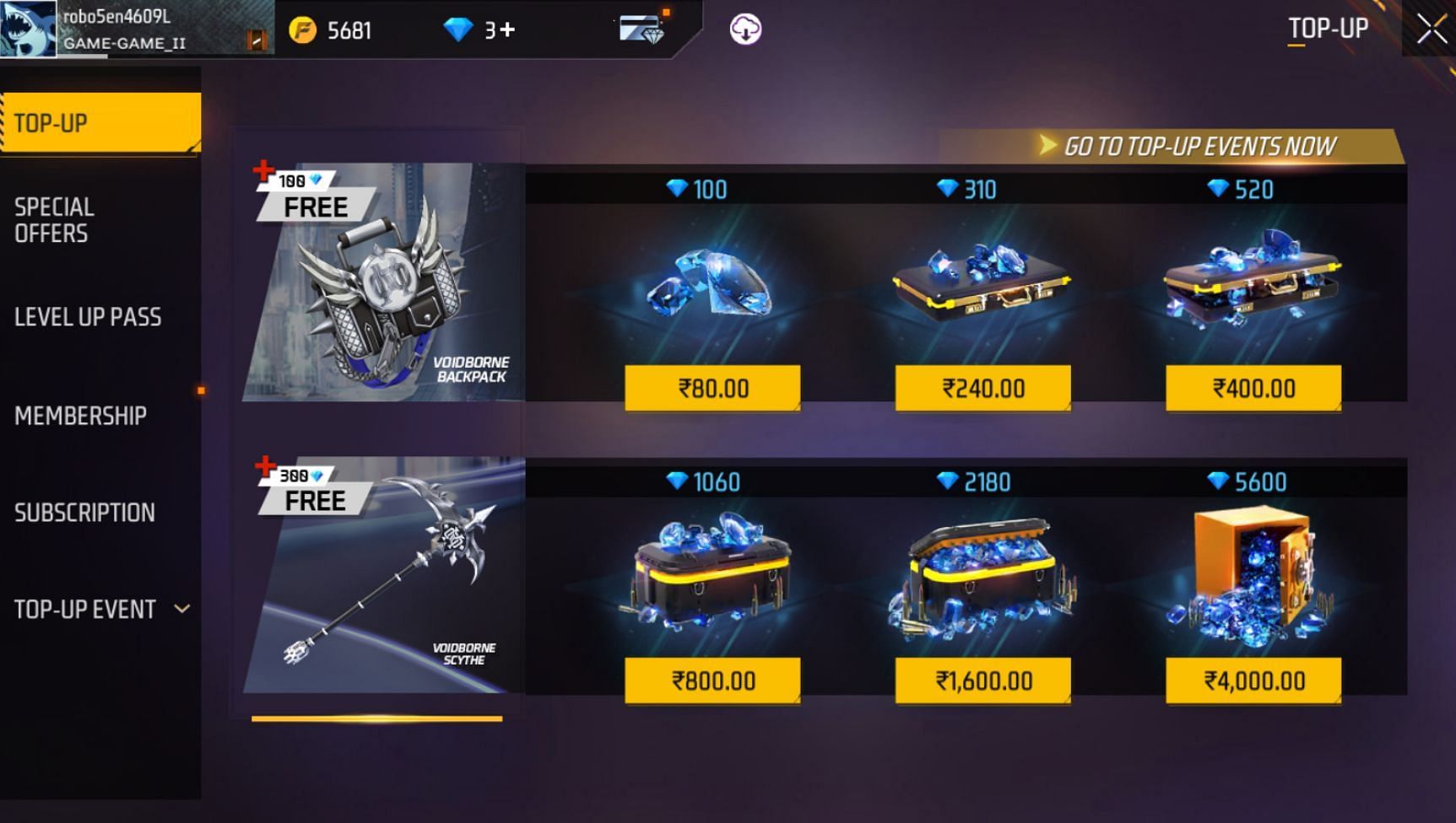 How to top-up diamonds in Free Fire MAX using the in-game service? (Image via Garena)