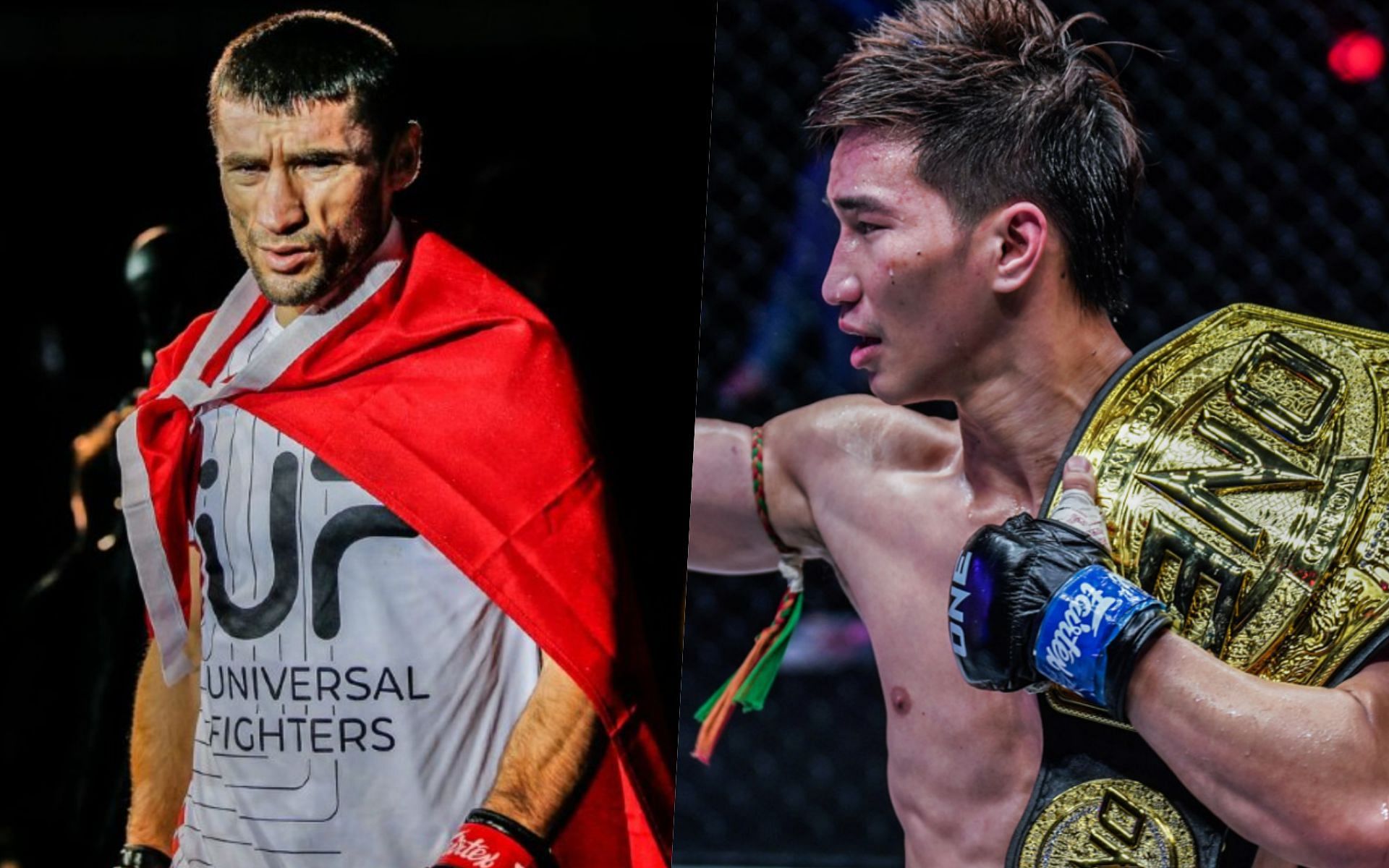 Tawanchai (R) will look to defend his featherweight Muay Thai world title against the streaking Jamal Yusupov (L). | Photo by ONE Championship