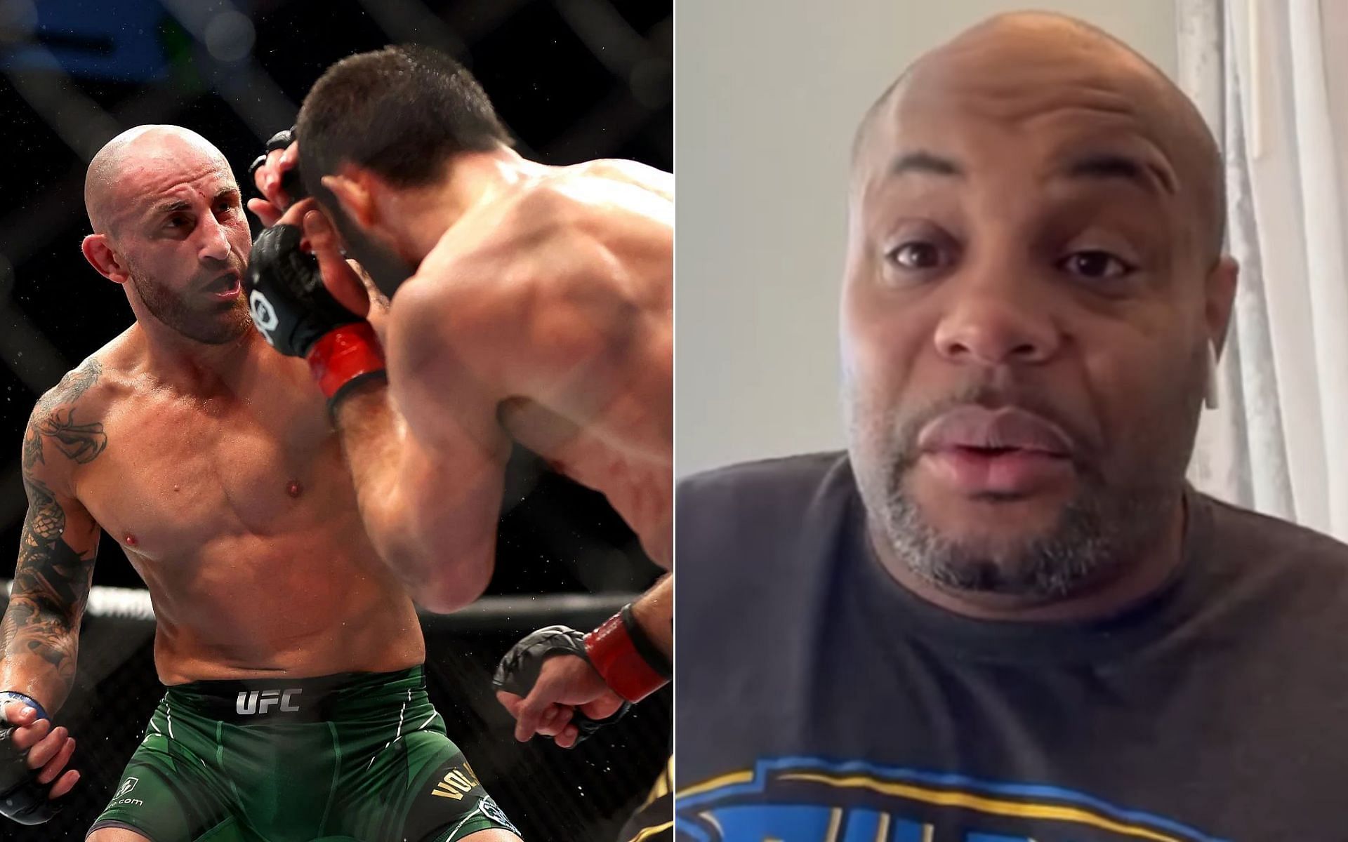 Alexander Volkanovski vs. Islam Makhachev (Left), and Daniel Cormier (Right) [Photo credit: Daniel Cormier - YouTube]