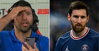 Sergio Aguero accidentally hints at Lionel Messi's next club before being stopped