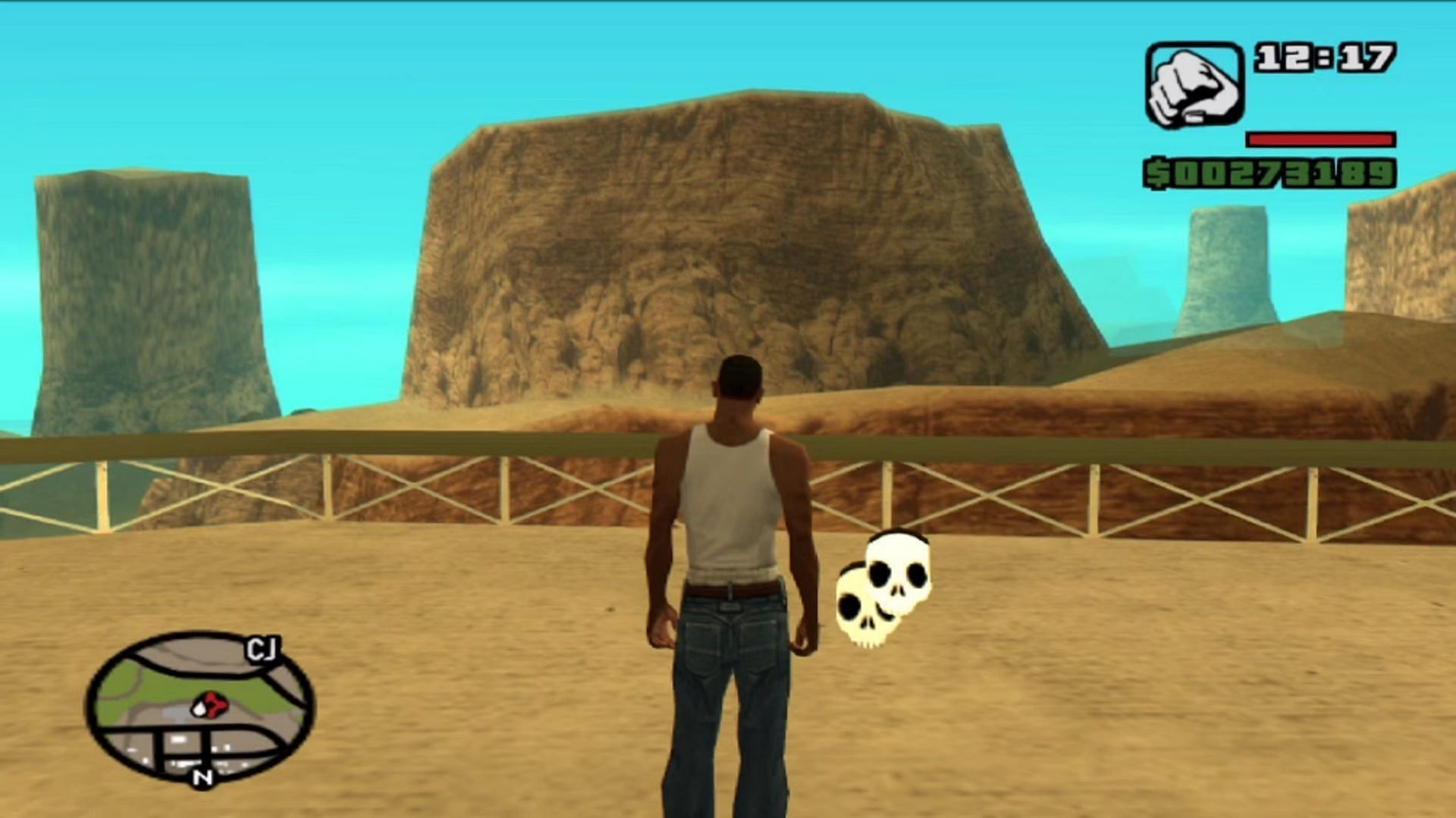 The two-skull marker that activates Rampage mode (Image via Rockstar Games)