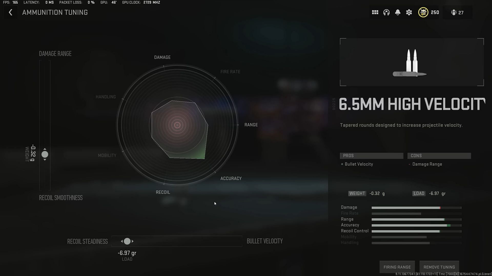 Tuning for 6.5mm High Velocity (Image via Activision and YouTube/Metaphor)