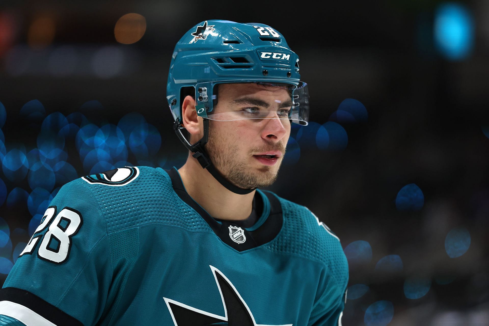 Timo Meier #28 of the San Jose Sharks (Photo by Ezra Shaw/Getty Images)