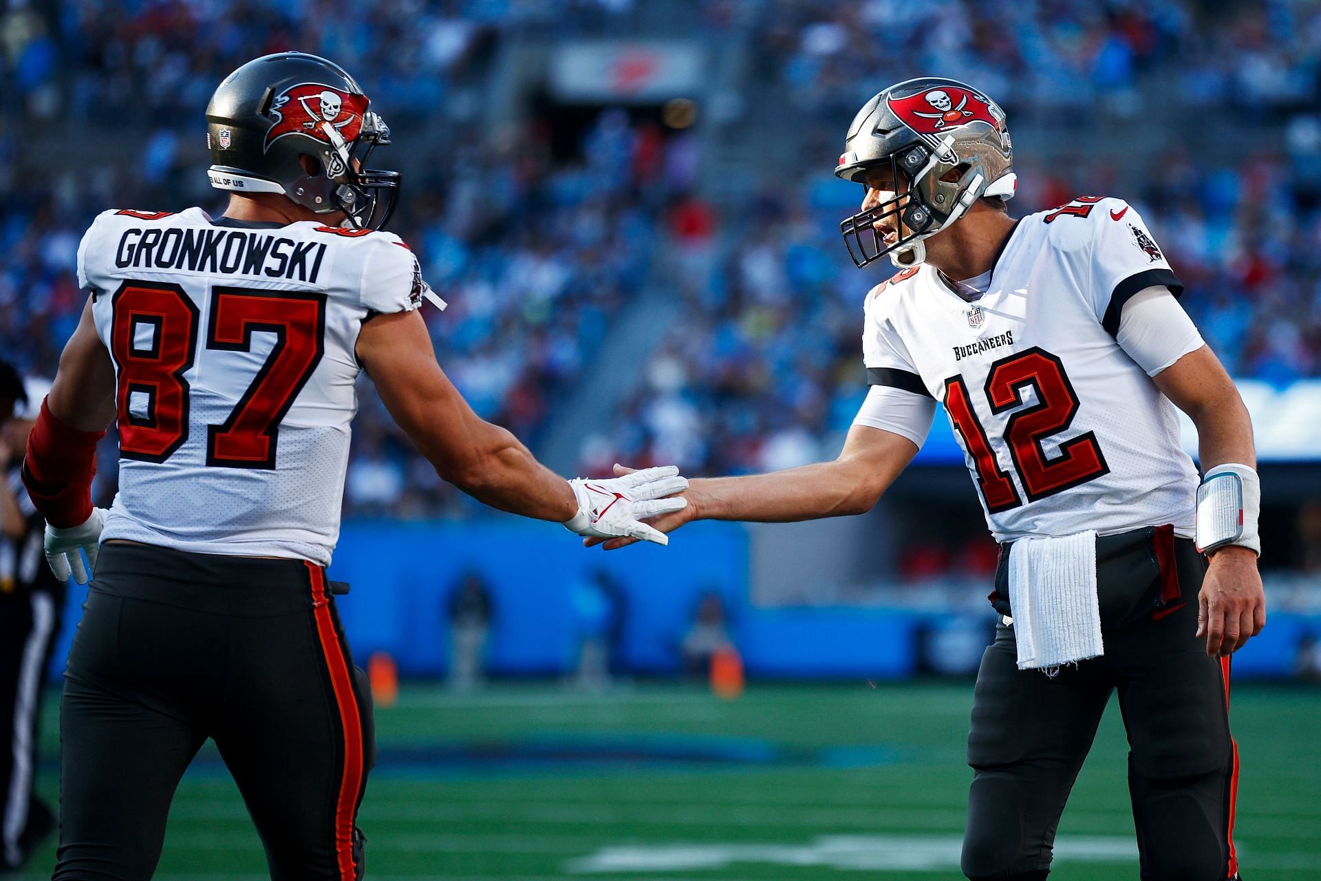 Rob Gronkowski and Brady at a Tampa Bay Buccaneers v Carolina Panthers game