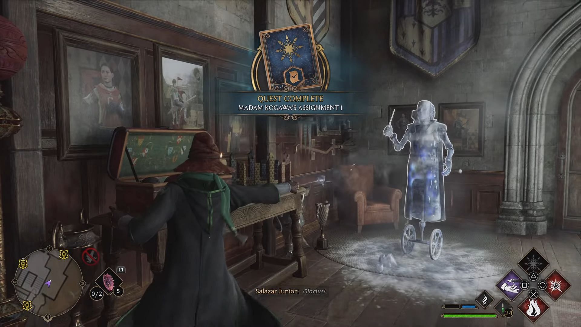 Glacius is an incredibly useful freezing spell players can unlock in Hogwarts Legacy (Image via YouTube/Manugames92)
