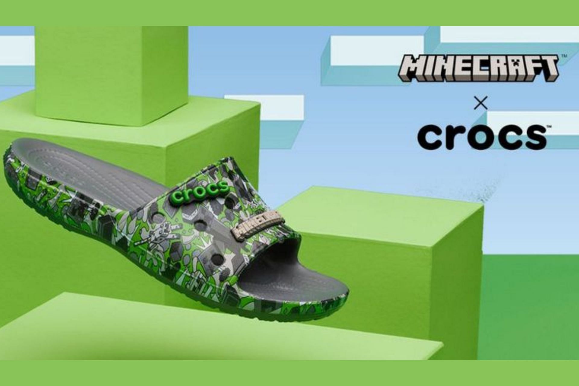 A closer look at the collab&#039;s classic sandal (Image via Minecraft)