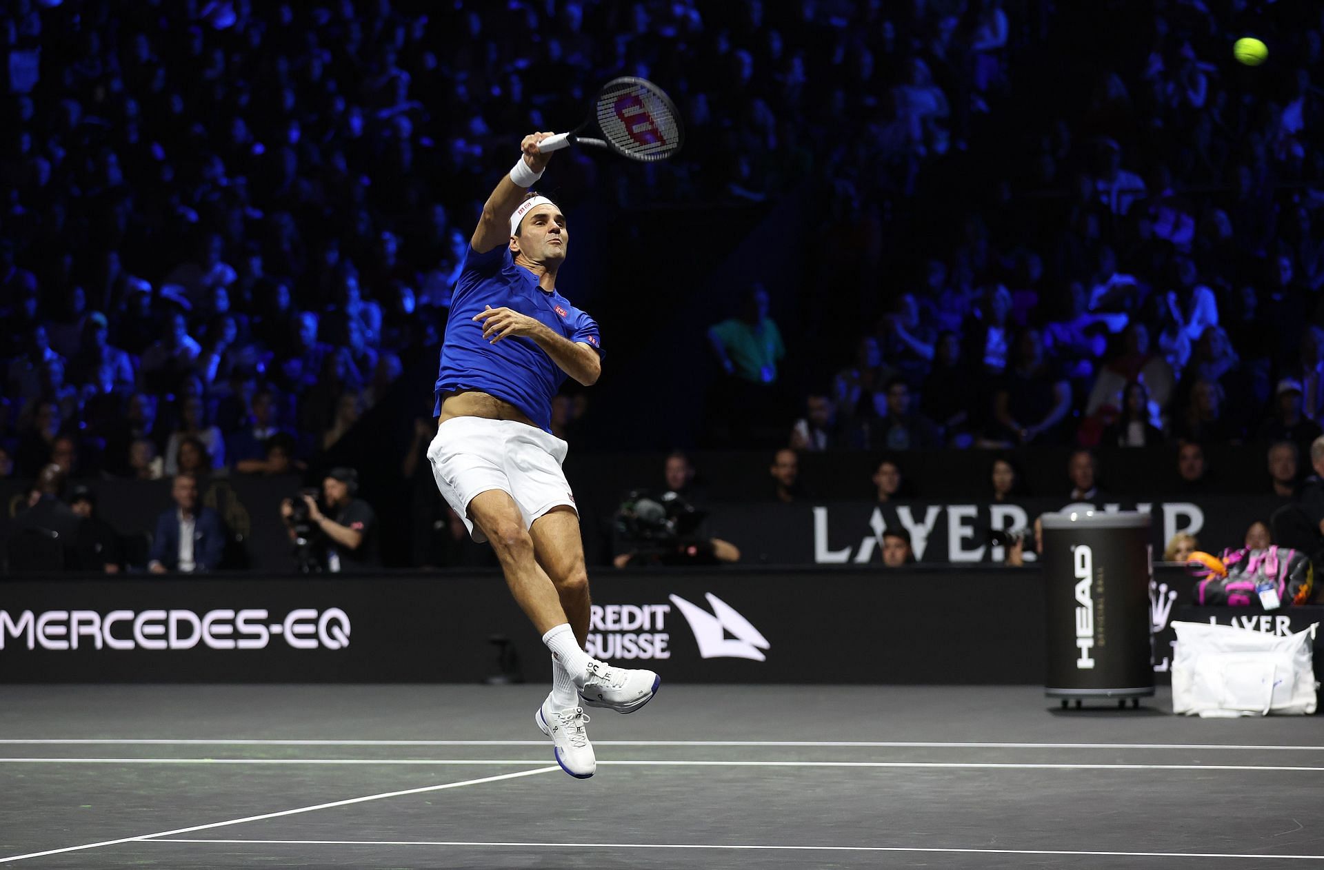 Roger Federer in action at the 2022 Laver Cup