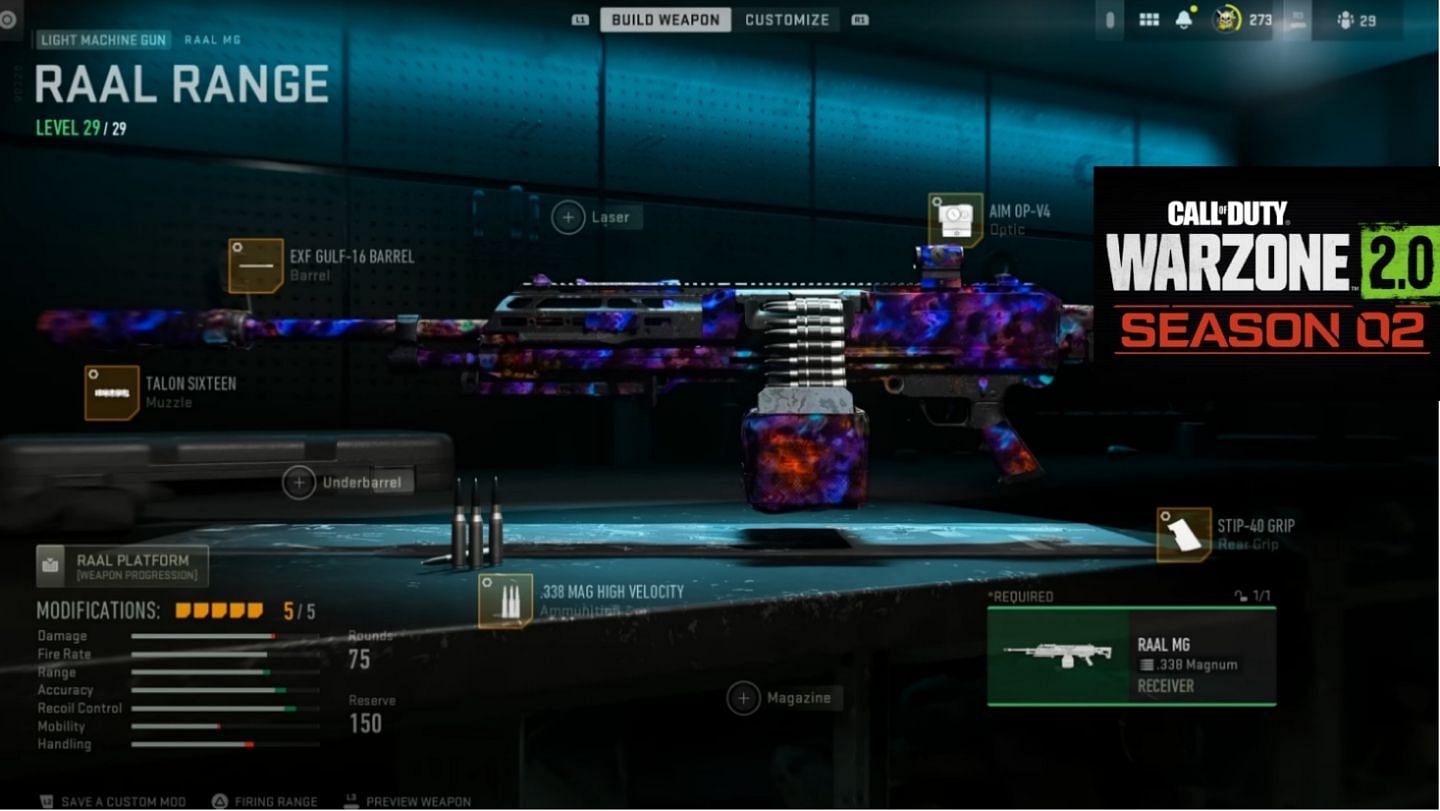RAAL MG loadout in Warzone 2 (Image via Activision and YouTube/JGOD)