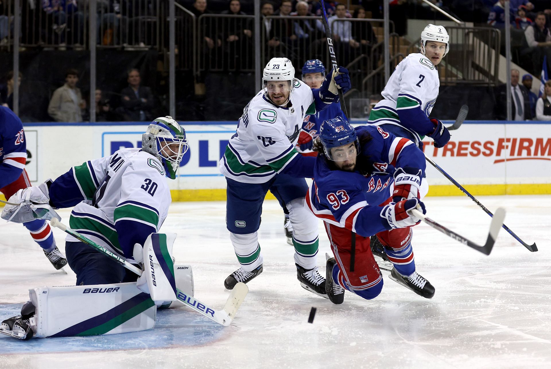 The Canucks lost to the New York Rangers 6-4 in their last match on 15th February. (Photo by Jamie Squire