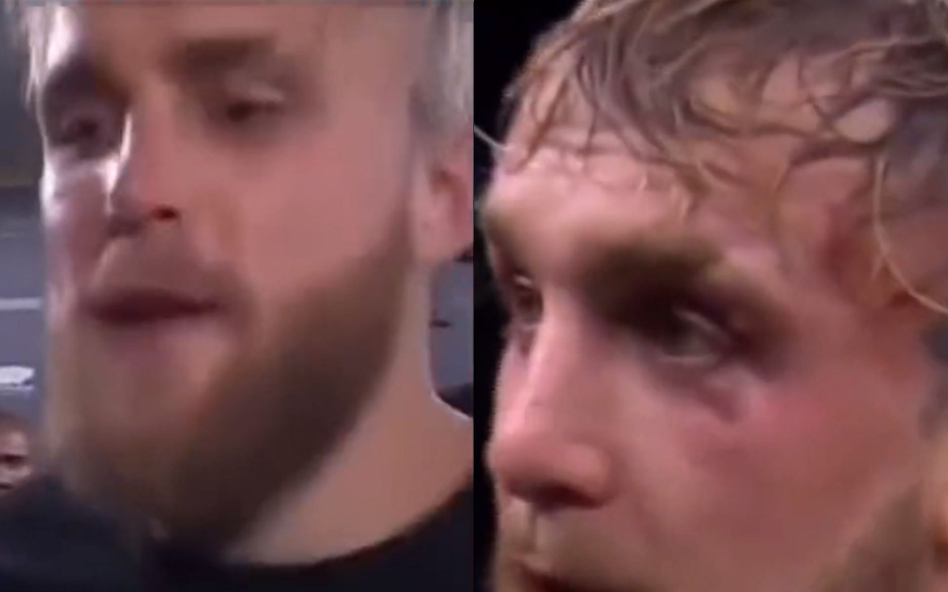 Jake Paul backstage before his fight (Left); Paul inside the ring after his fight (RIght) [Image courtesy: @Patrick_McCorry Twitter account via Top Rank Boxing]