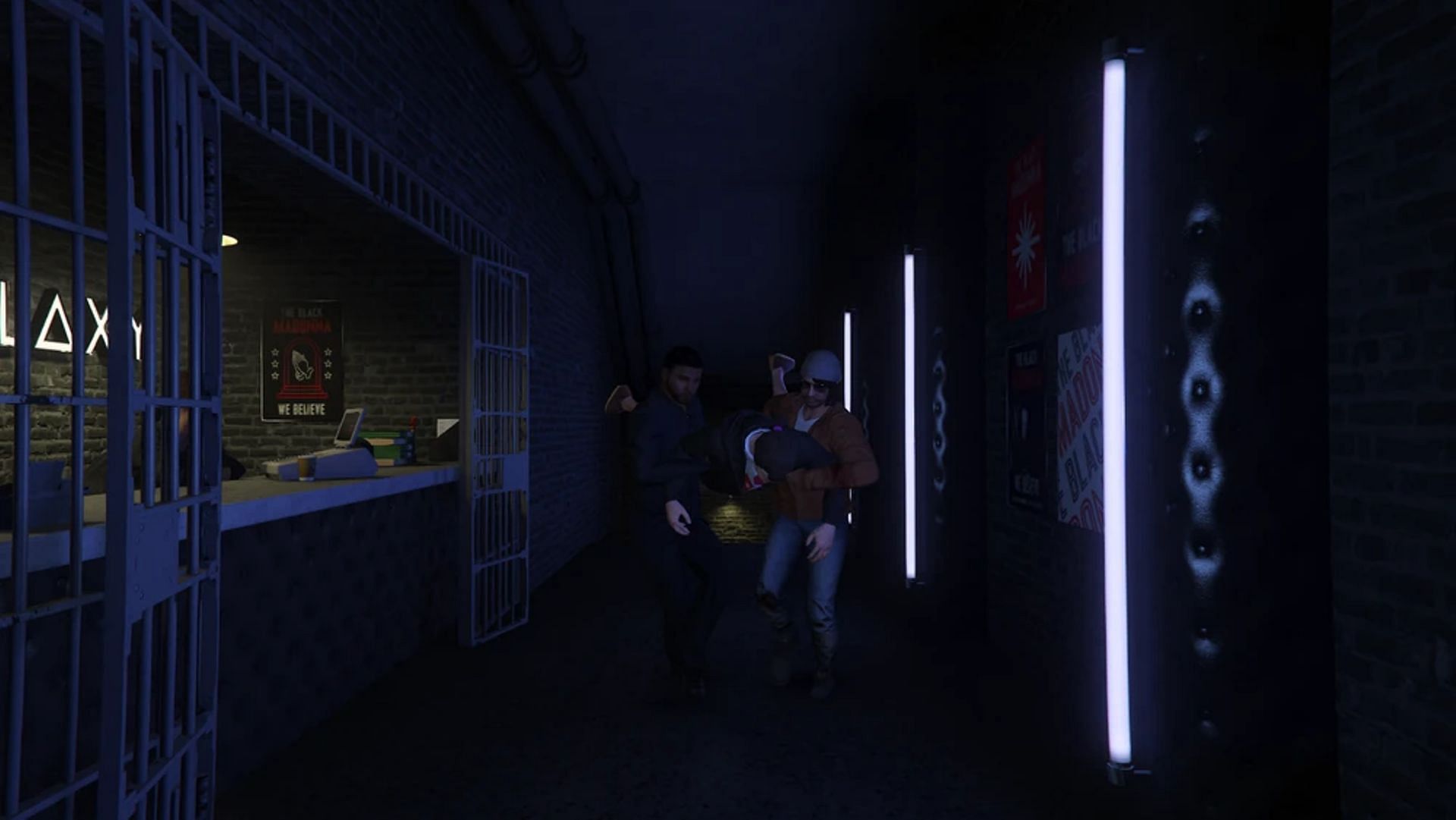 The player and Marcel (nightclub bouncer) ejecting a troublemaker out of the club (Image via gtafandom)