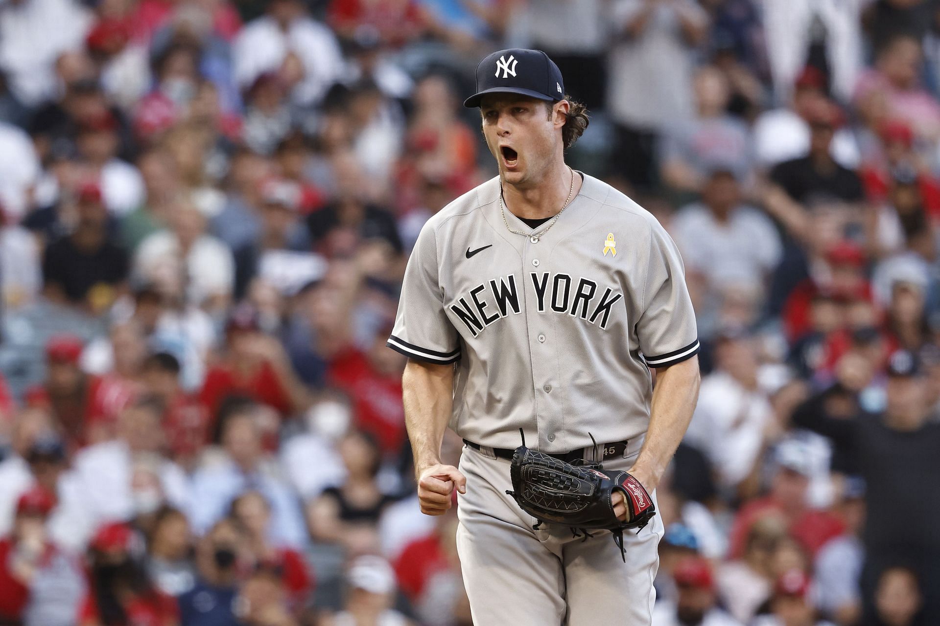 New York Yankees' Isiah Kiner-Falefa reacts after hitting a grand