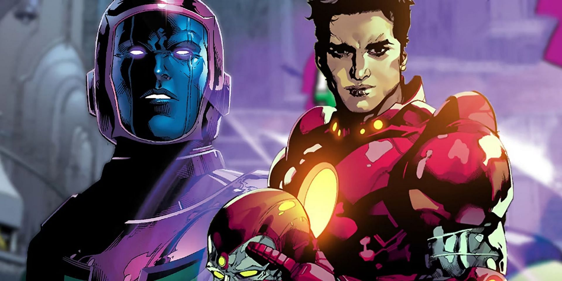 An illustration of Kang the Conqueror alongside Nate Richards as Iron Lad (Image via Screenrant)