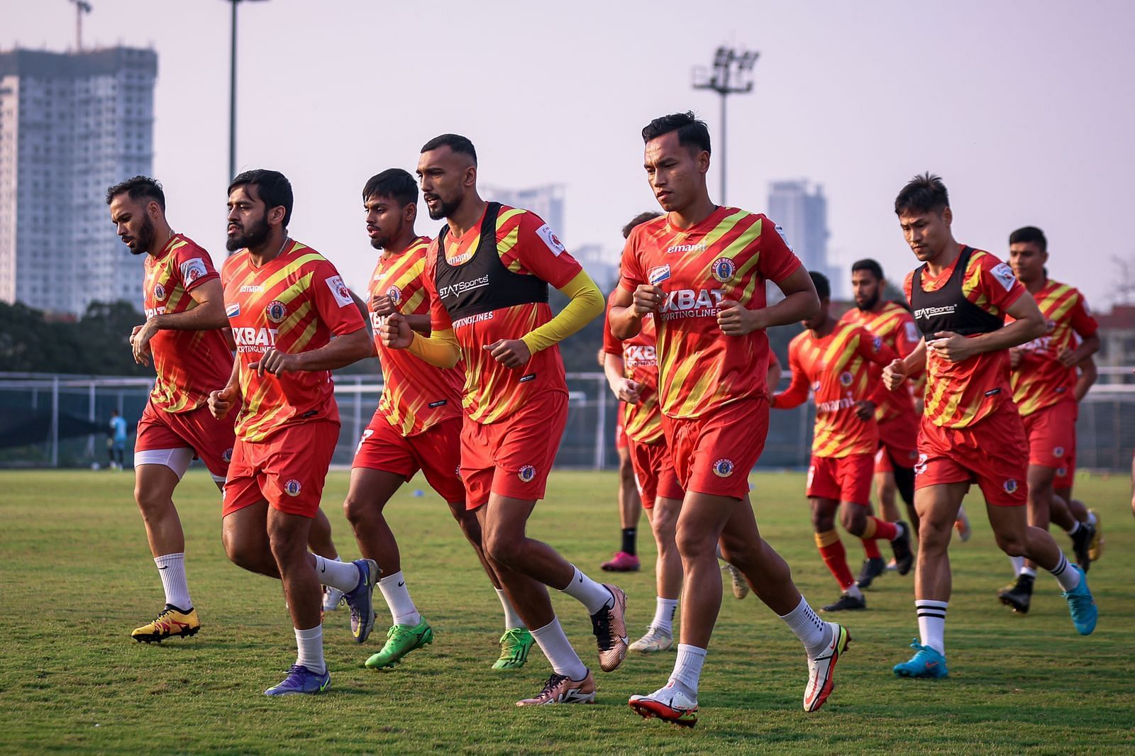 East Bengal players training ahead of their clash against Mumbai City FC.