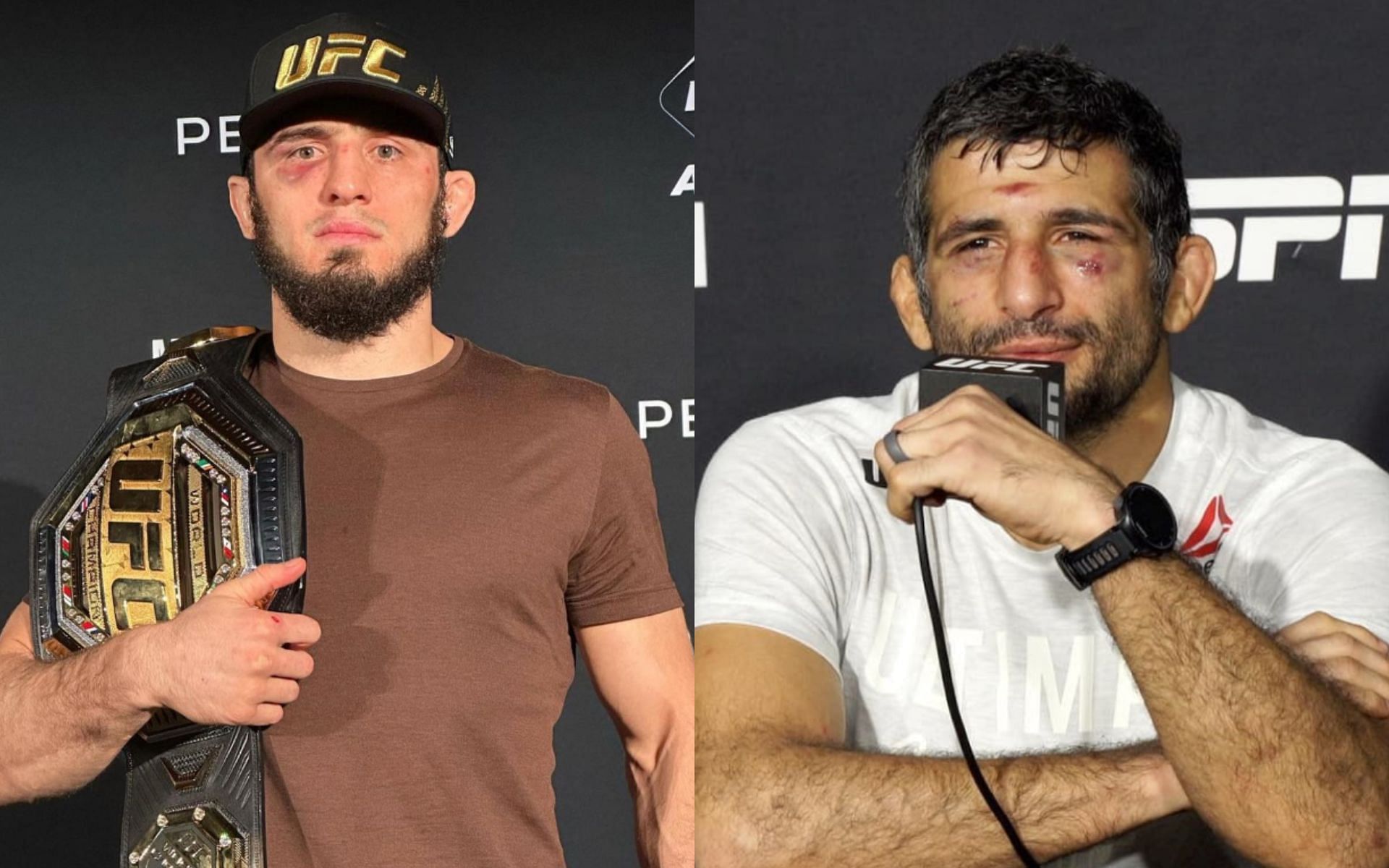 Islam Makhachev (left), Beneil Dariush (right) [Images courtesy of @islam_makhachev &amp; @beneildariush on Instagram]