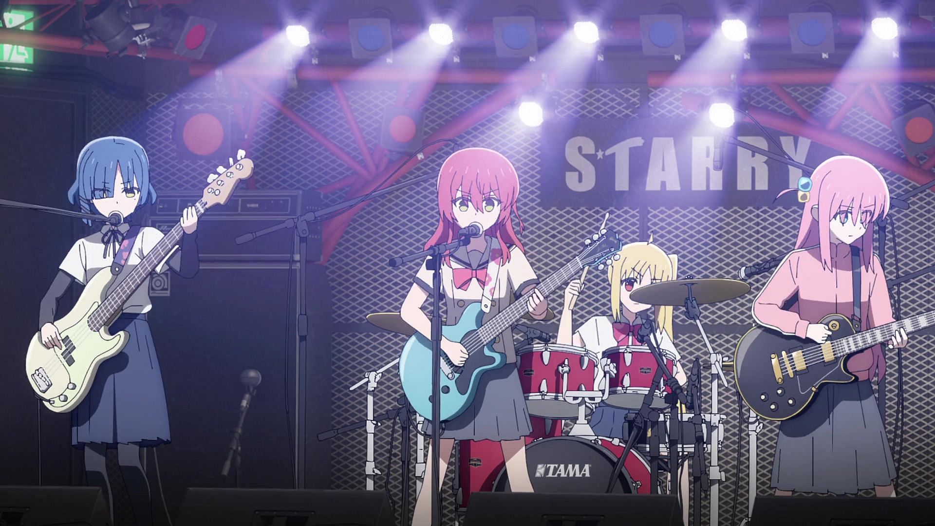 Kessoku Band members as seen performing in the anime (Image via CloveWorks)