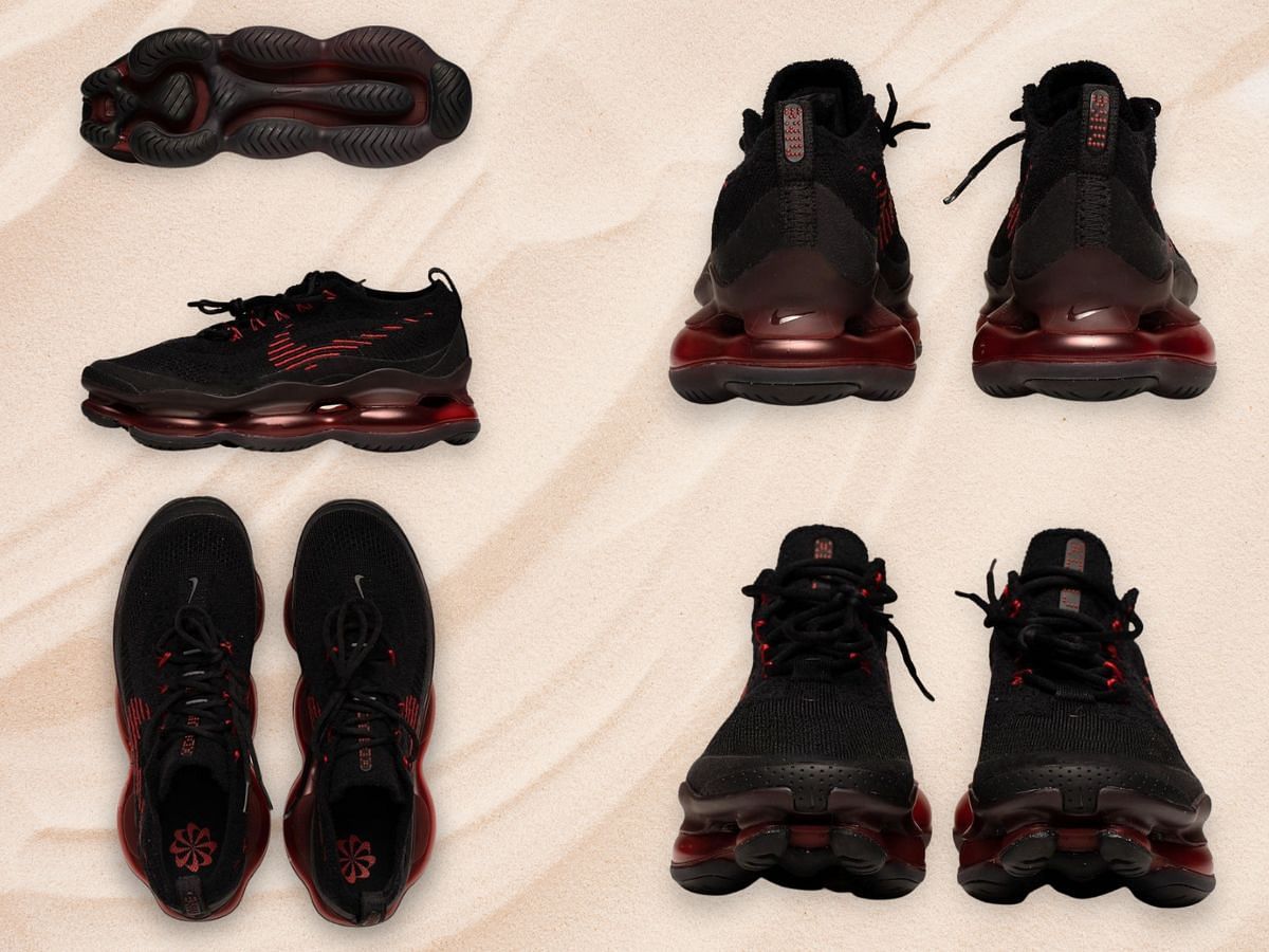 Here&#039;s a detailed look at the upcoming Air Max Scorpion Bred shoes (Image via Sportskeeda)